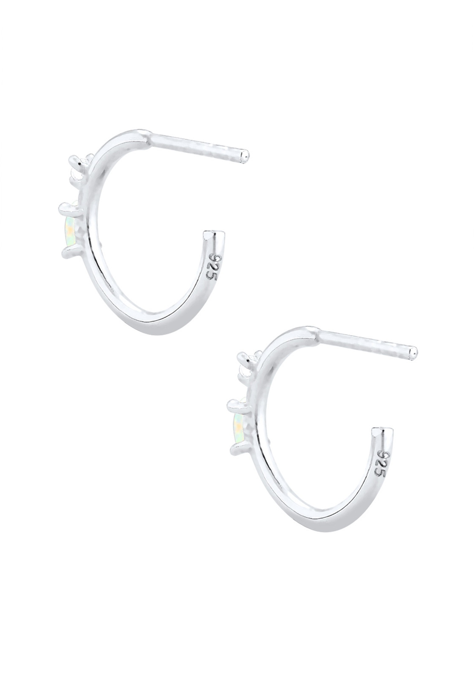 Elli Paar Creolen »Ohrringe Stecker Opal Marquise und Zirkonia 925 Silber«