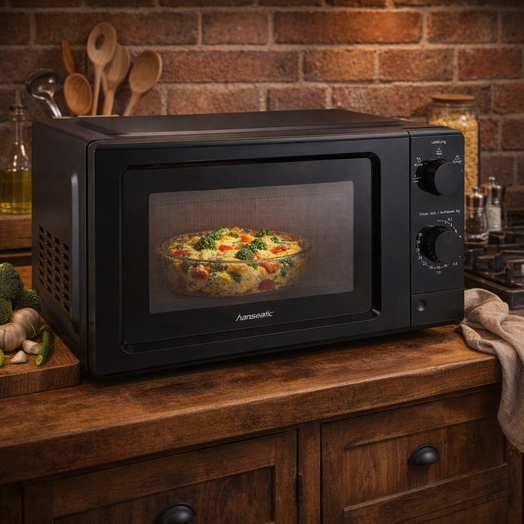 Hanseatic Mikrowelle »HM19« Mikrowelle 1020 W Leistung 700 W, Auftaufunktion, 5 Leistungsstufen