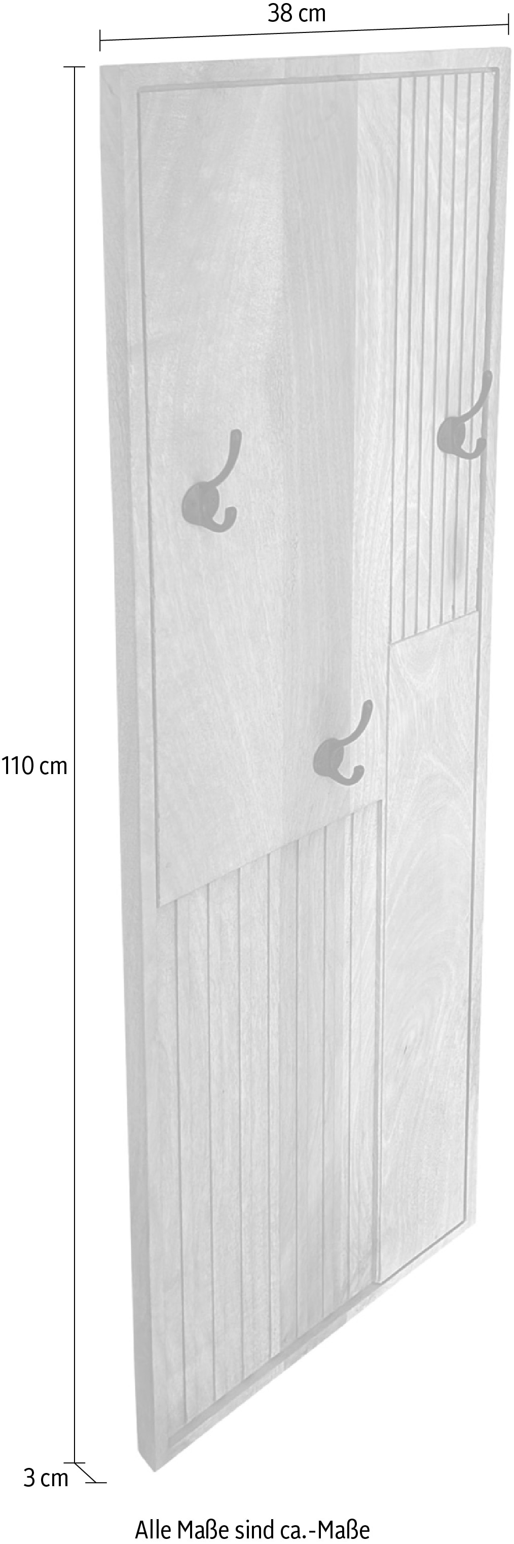 SIT Garderobenpaneel Massivholz mit dekorativem Lamellendesign