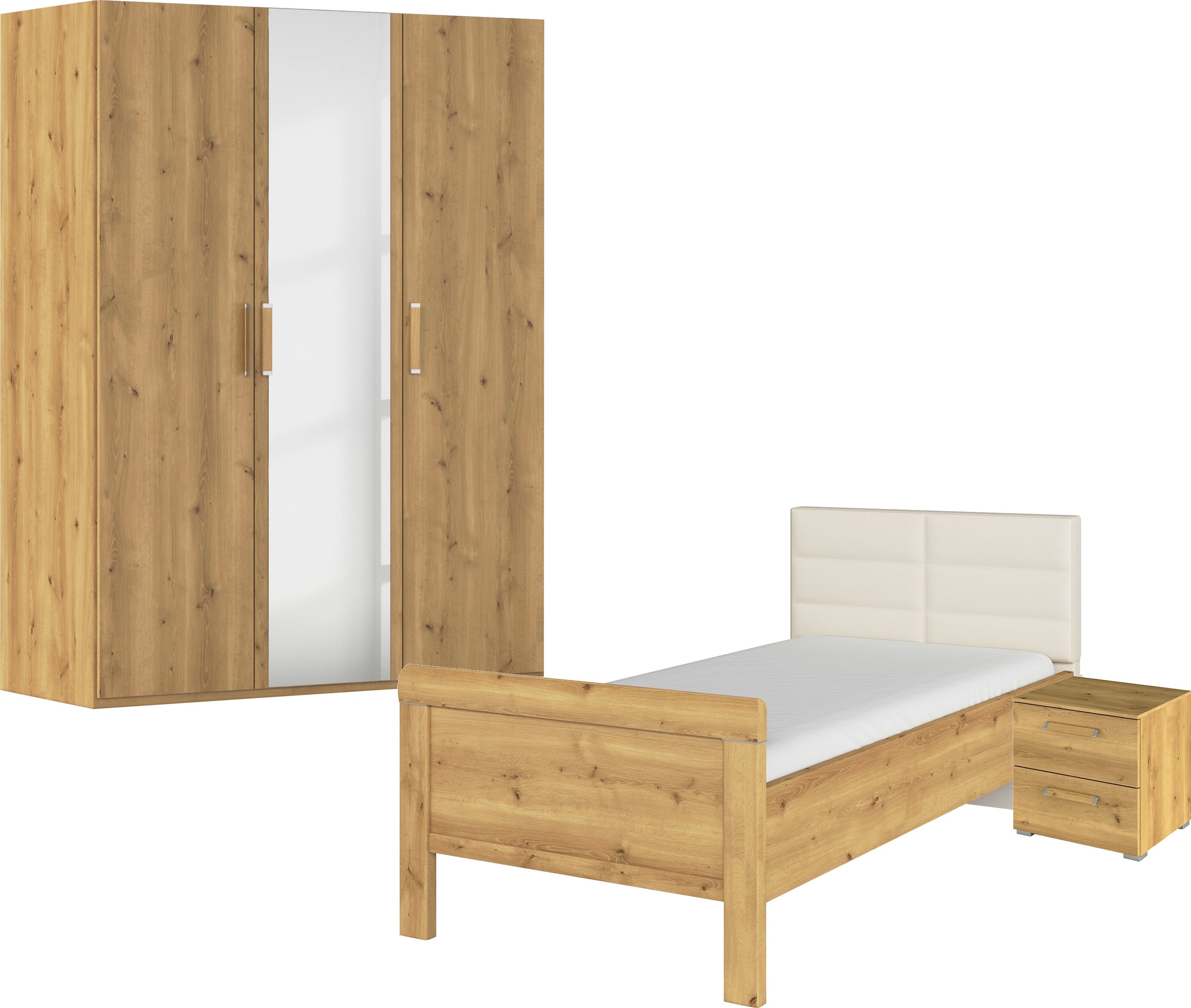 rauch Schlafzimmer-Set »Komplettschlafzimmer Schlafzimmer EVELYN«, (Set, 3 tlg.), Schrank und Bett in 2 Breiten, Nachttisch 2 Schubladen MADE IN GERMANY