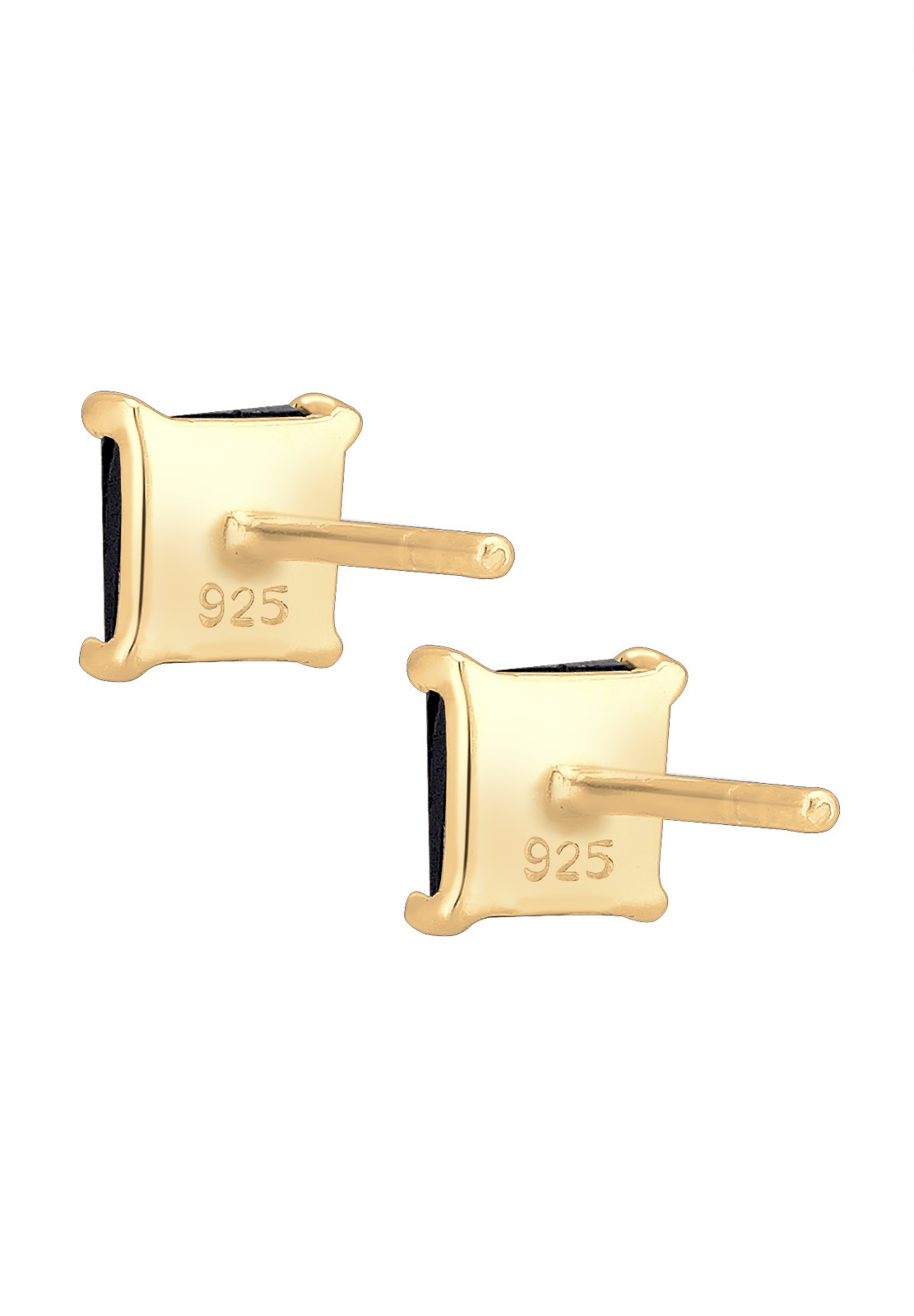 Elli Paar Ohrstecker »Ohrringe Ohrstecker Quadrat Zirkonia Schwarz 925 Sterling Silber vergoldet«
