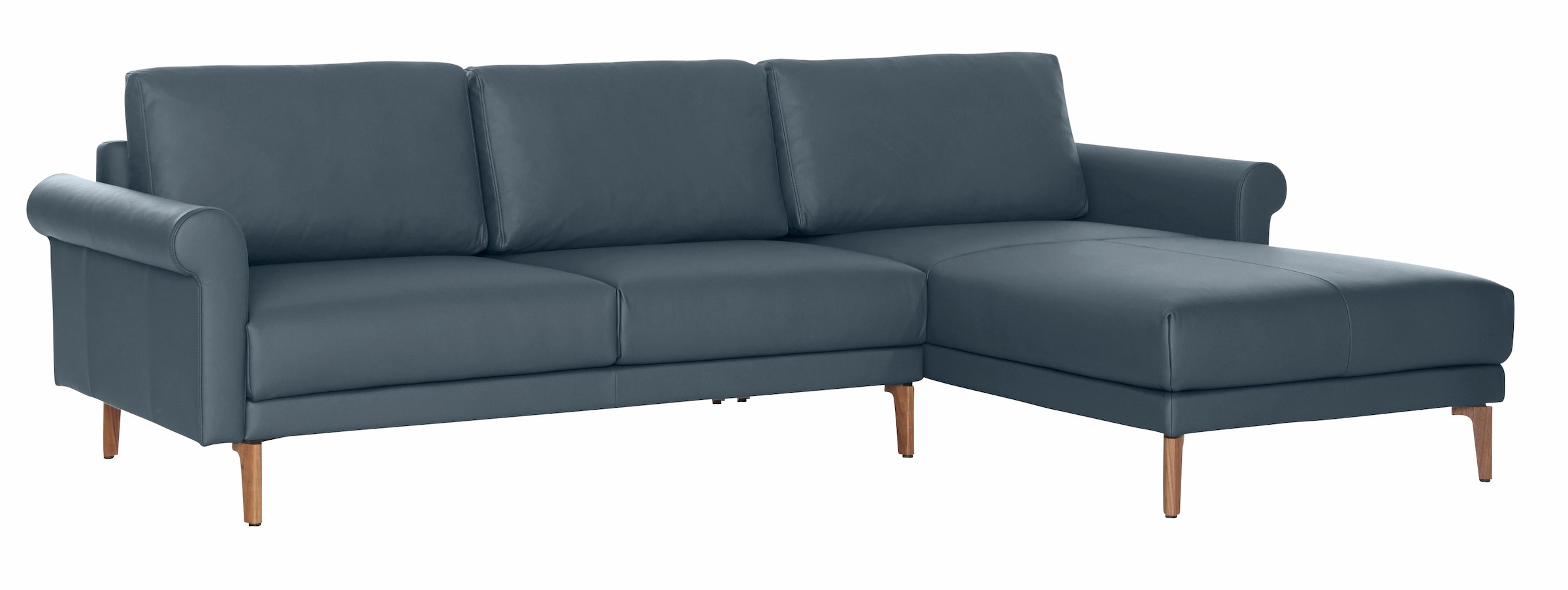 Ecksofa »hs.450«, Armlehne Schnecke modern Landhaus, Breite 262 cm, Fuß Nussbaum