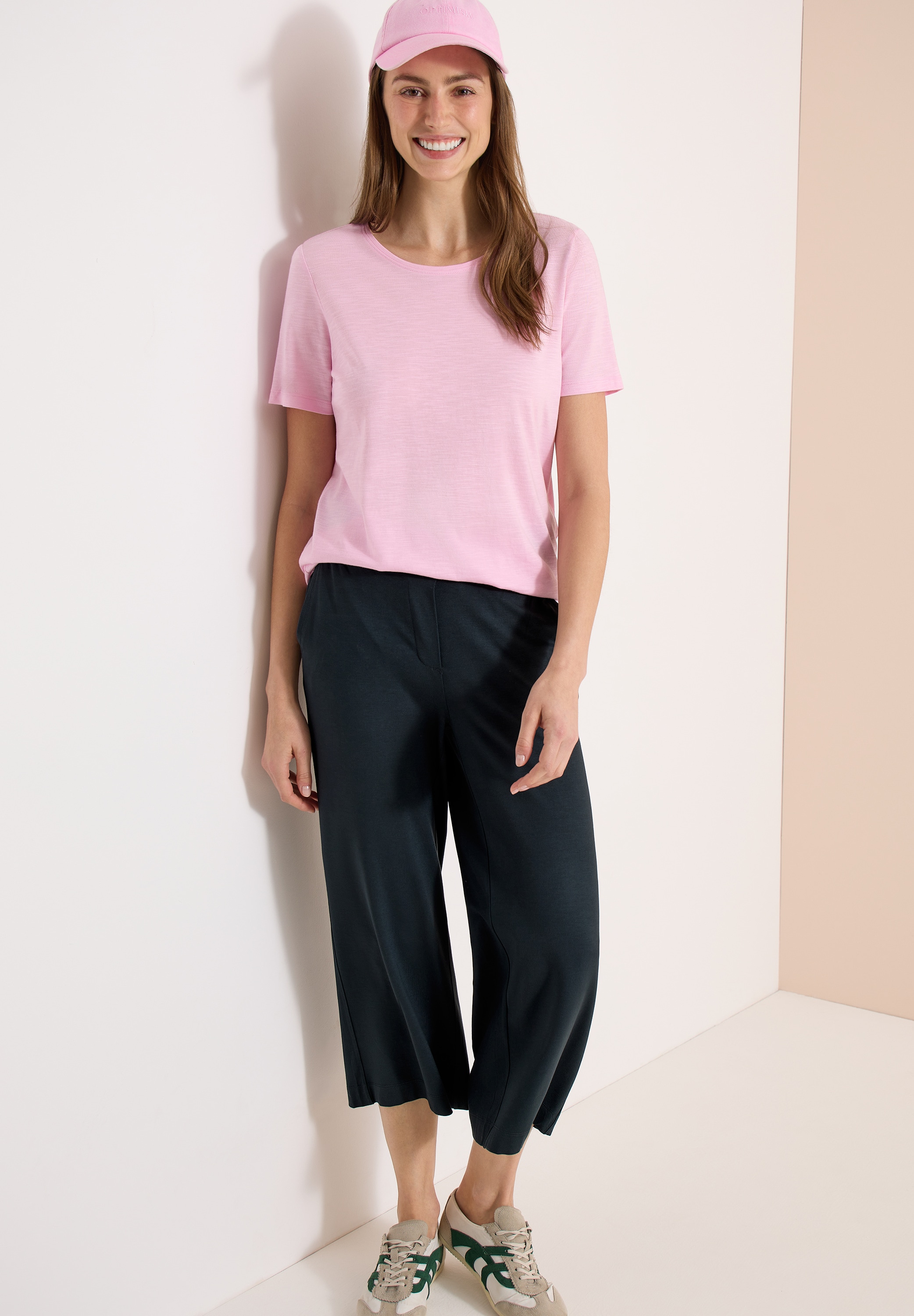 Cecil Jerseyhose  mit elastischem Schlupfbund, High-Waist, Wide Leg