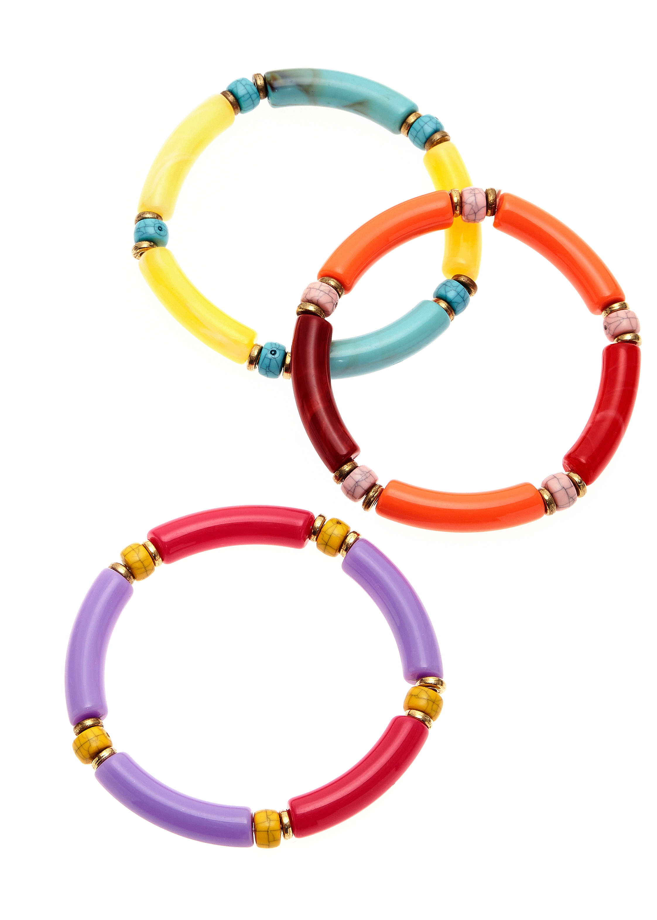 LASCANA Armband Set, (Set, 3 tlg.), elastische Armbänder Set in bunter Farbvariation