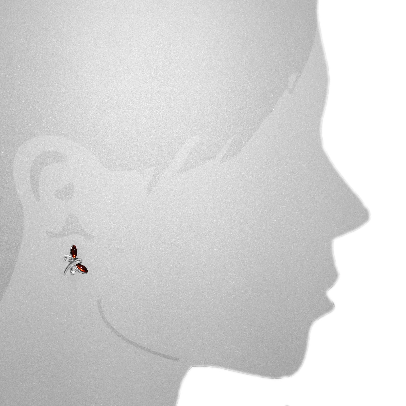 OSTSEE-SCHMUCK Paar Ohrstecker »- Schmetterling - Silber 925/000 - Bernstein«