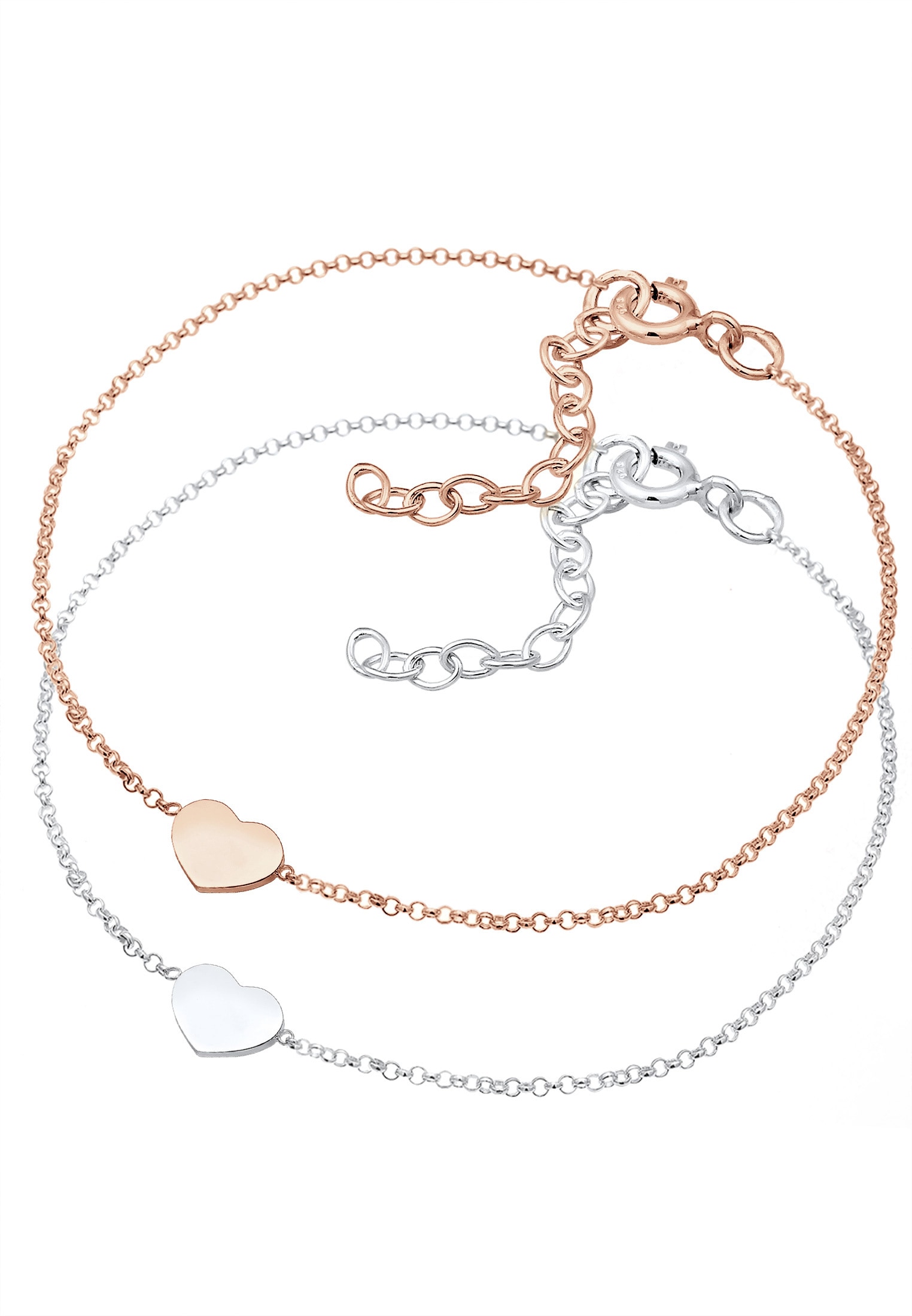 Elli Armketten Set »Armband Herz Paar Freundschaft Bi-Color 925er Silber«