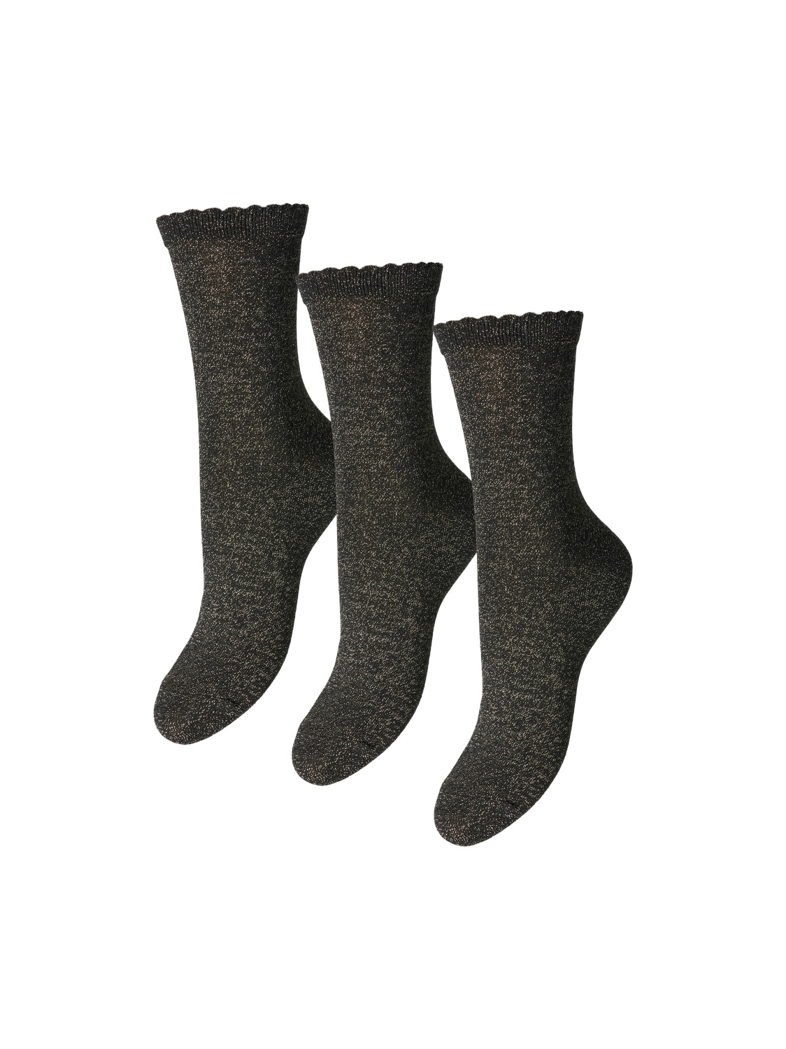 pieces Socken »PCSEBBY GLITTER LONG 3-PACK SOCKS NOOS«, (Set, 3 Paar), mit gerippten Bündchen und Muschelsaum