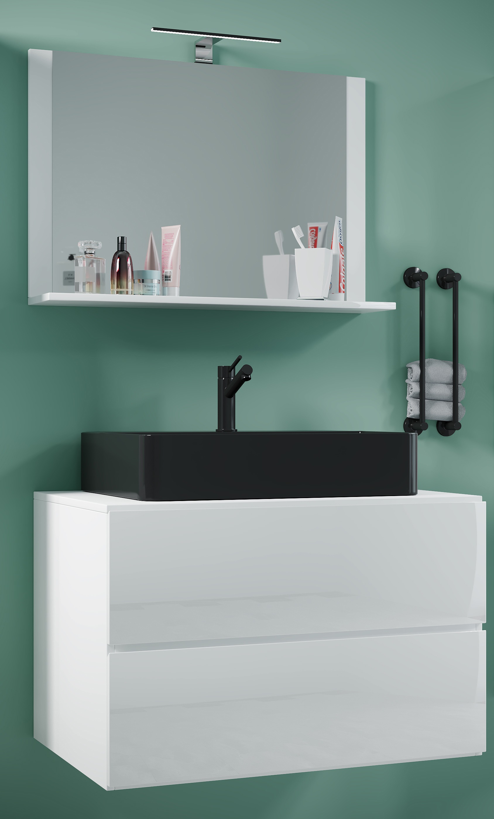 VCM Waschbeckenunterschrank »VCM 3-tlg. Waschplatz Waschtisch Badmöbel Set Waschbecken Lendas BL Breite 80 cm M Schublade«, (3 St.)