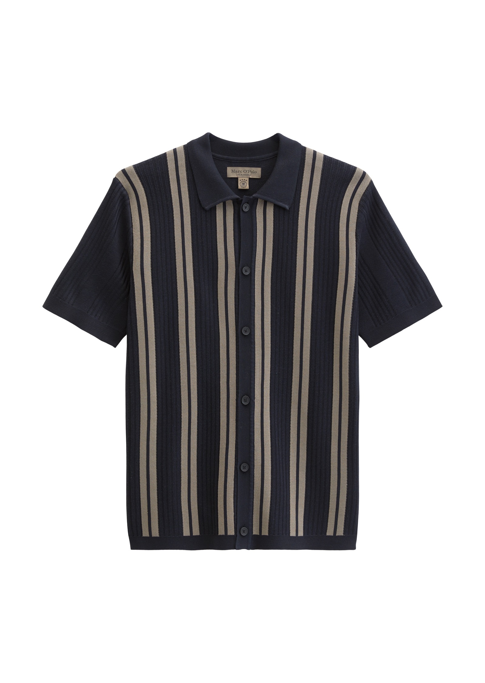 Marc O'Polo Kurzarmhemd »DFB Travel Collection« Kurzarm-Feinstrickshirt aus reiner Bio-Baumwolle