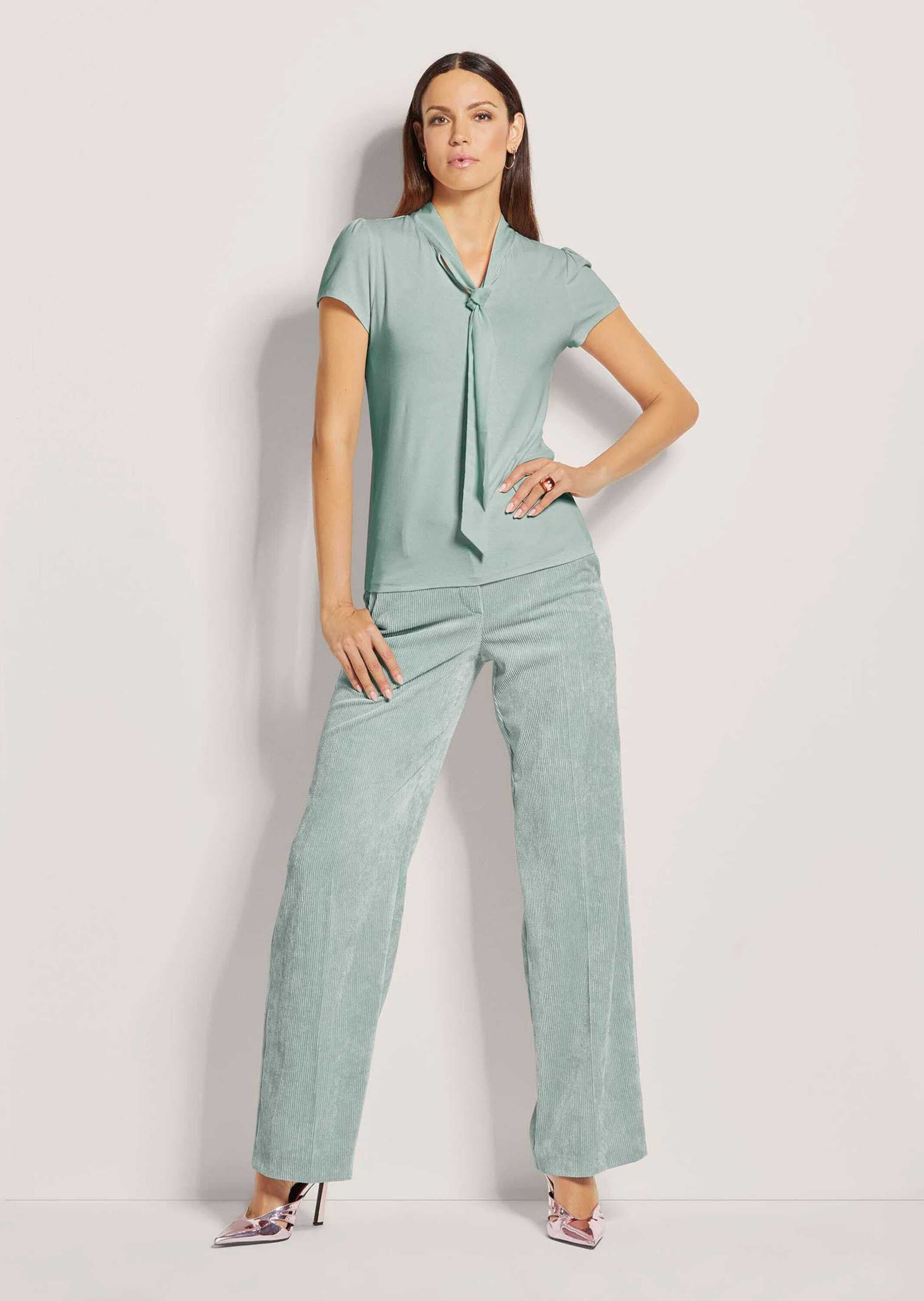 MADELEINE Kurzarmshirt »Blusenshirt Kurzarmoberteil mit Schluppe« Glanzbänder die zur Schluppe gebunden werden