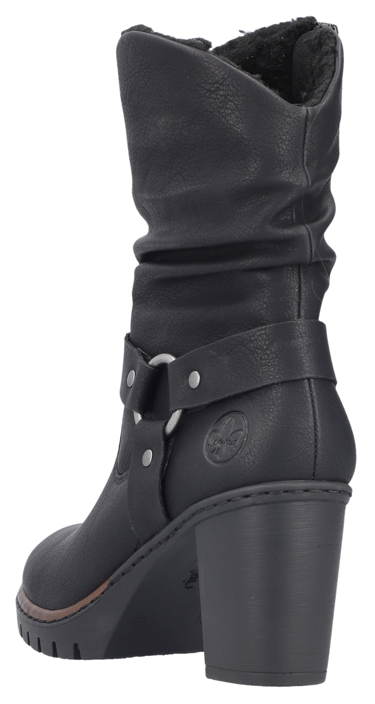 Rieker Westernstiefelette, Biker-Stiefelette, Blockabsatz, Warmfutter, mit gerafftem Schaft