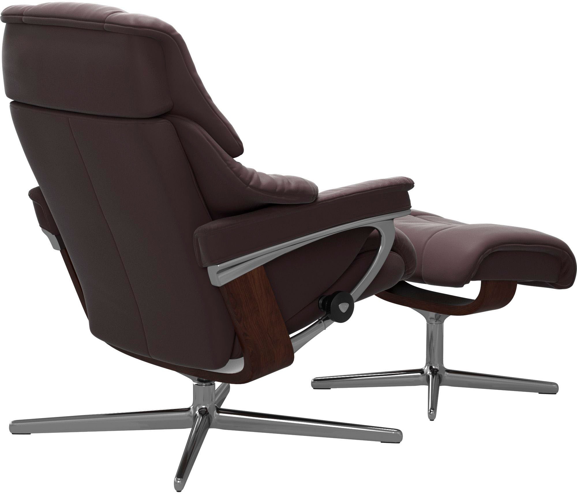 Stressless® Relaxsessel »Reno«, (Set, Relaxsessel mit Hocker), mit Hocker, mit Cross Base, Größe S, M & L, Holzakzent Braun
