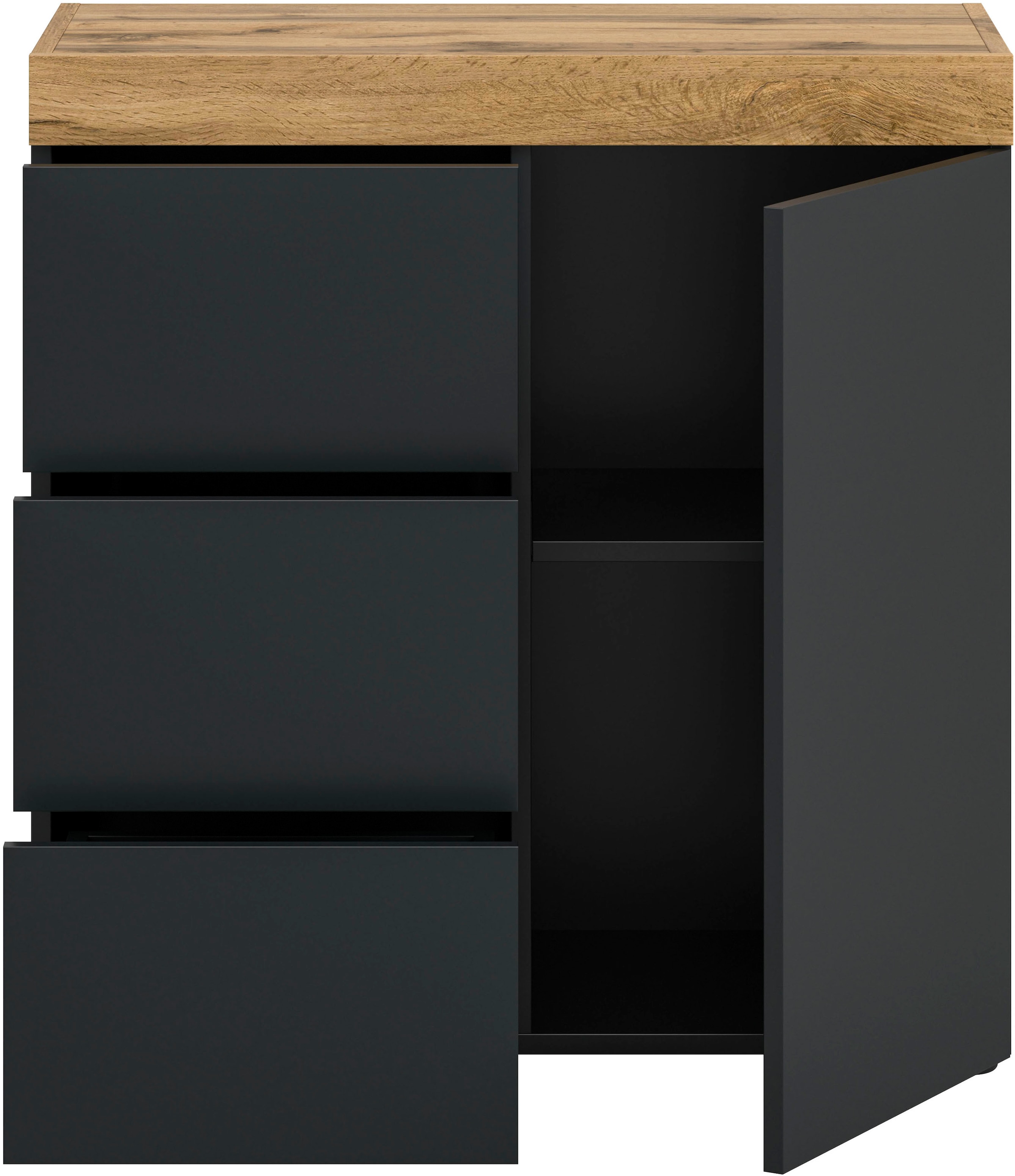 OTTO home Kommode »MAMBO, TOPSELLER!, Breite 77 cm, 1 Tür, 1 Einlegeboden, 3 Schubkästen« 1 Stk. tlg. Kommode, Anrichte, Wohnzimmer, Schlafzimmer