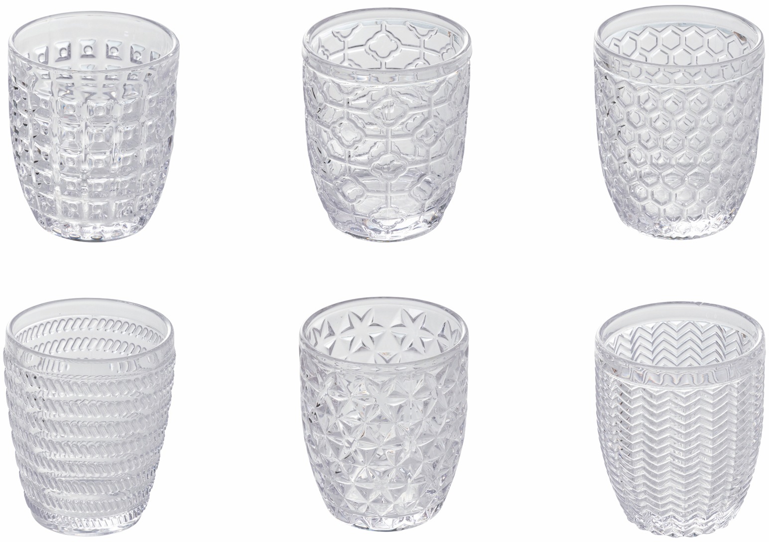 Villa D'este Gläser-Set »Geometrie Transparent« Wassergläser-Set in farblos, Größe Ø 8,5 cm x 10 cm