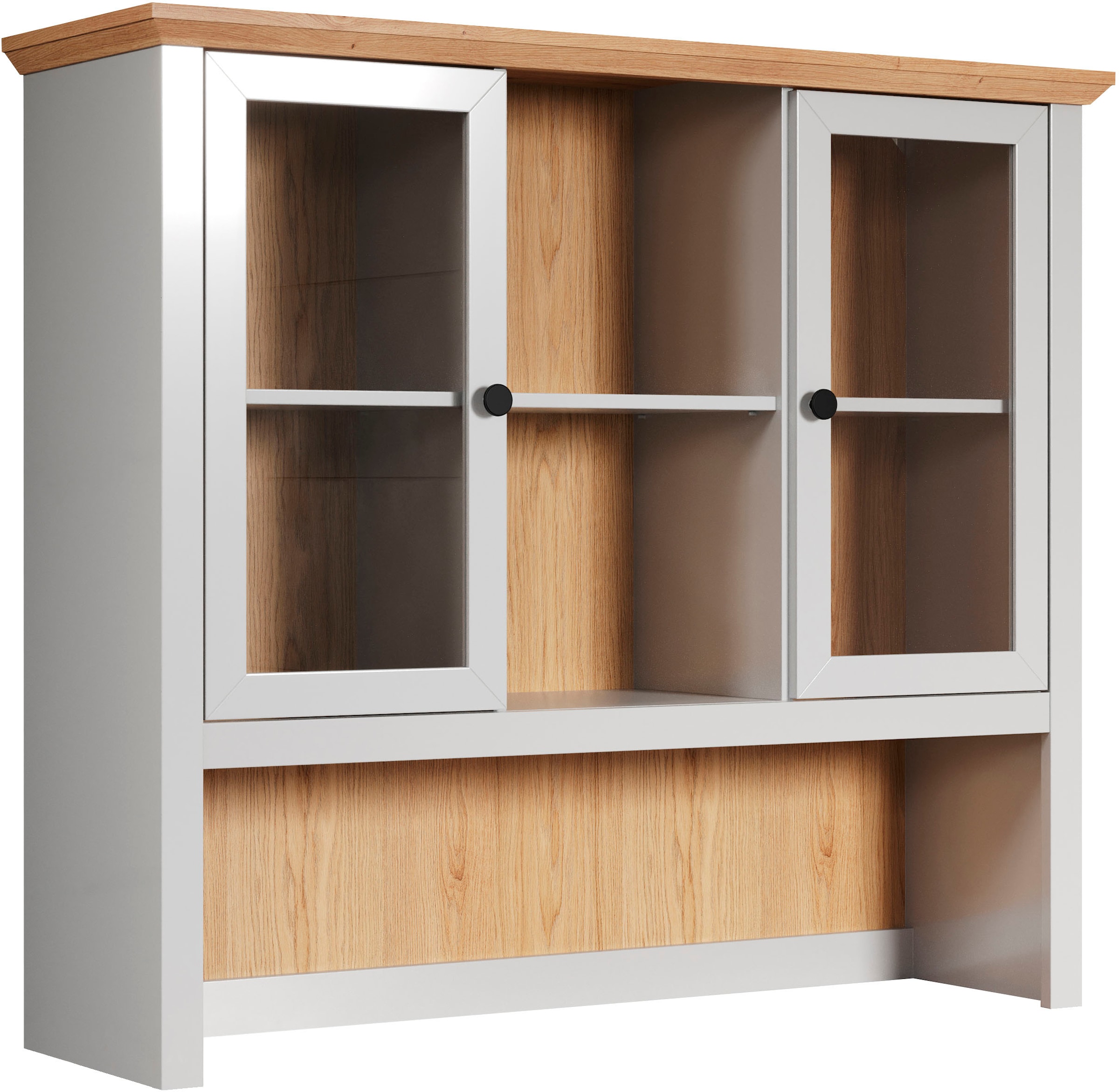 Home affaire Buffetaufsatz »Herzwill«, (1 St.), Aufsatz mit 2 Glastüren im Landhausstil - (B/T/H) 119/36/105 cm