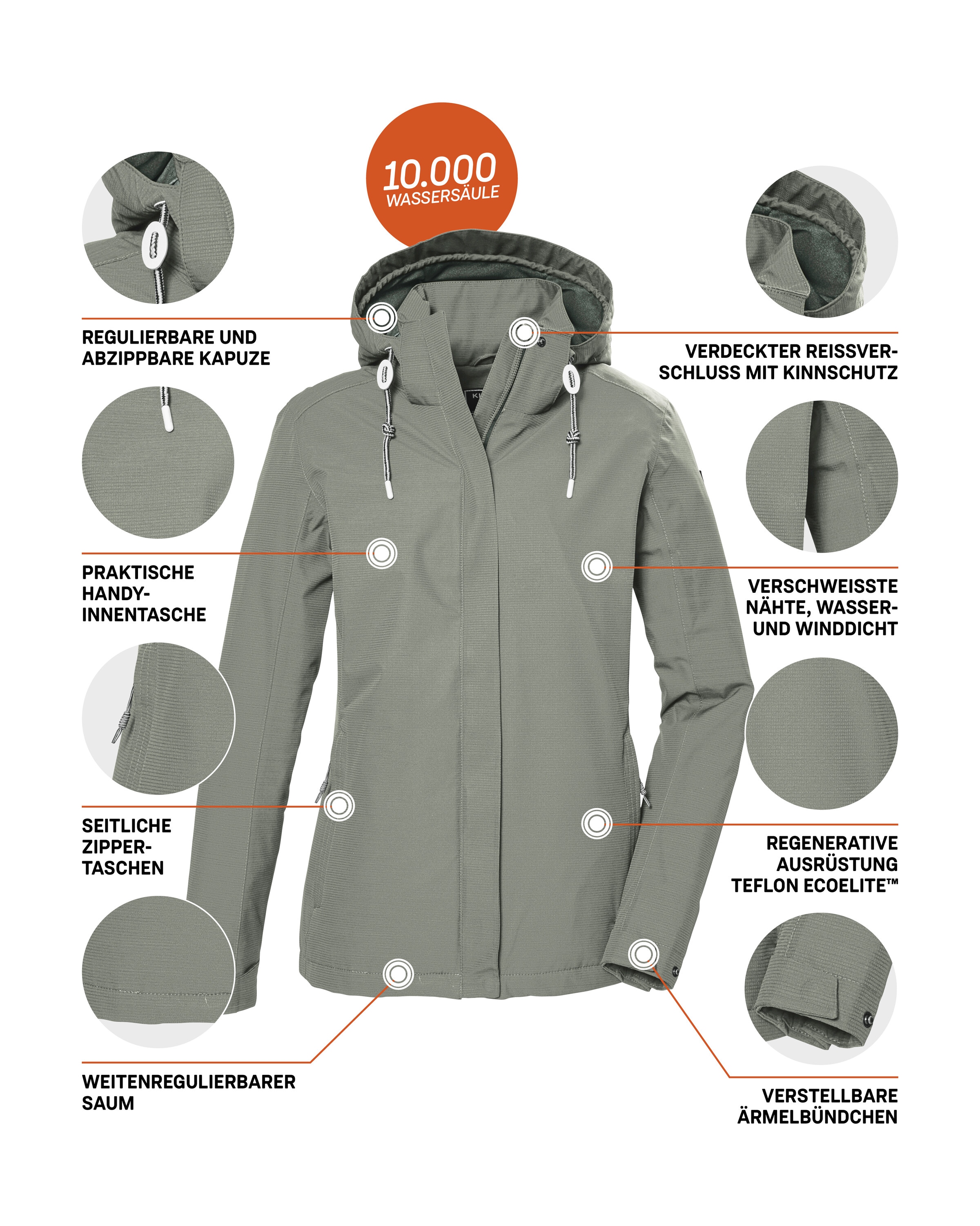 Killtec Outdoorjacke »KOS 61 WMN JCKT« Funktionsjacke: wasser- und winddicht, atmungsaktiv, abnehmbare Kapuze