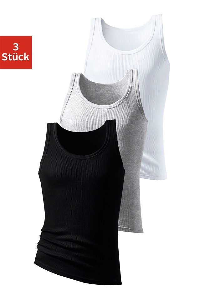 H.I.S Herren Unterhemd »Doppelripp Tanktop« Packung in grau, Größe 4