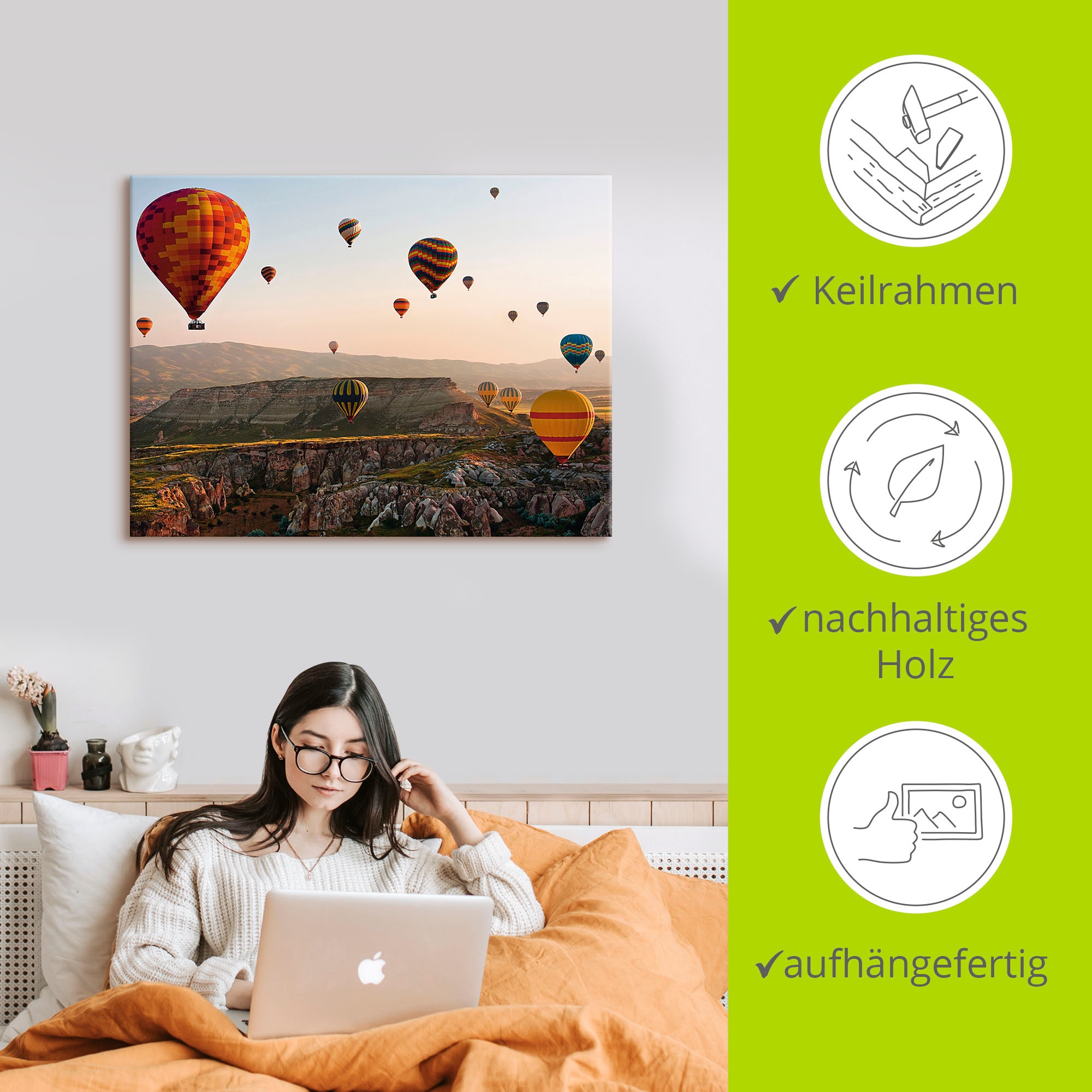 Artland Wandbild »Kappadokien Ballonfahrt«, Ballonfahren, (1 St.), als Leinwandbild, Poster in verschied. Größen