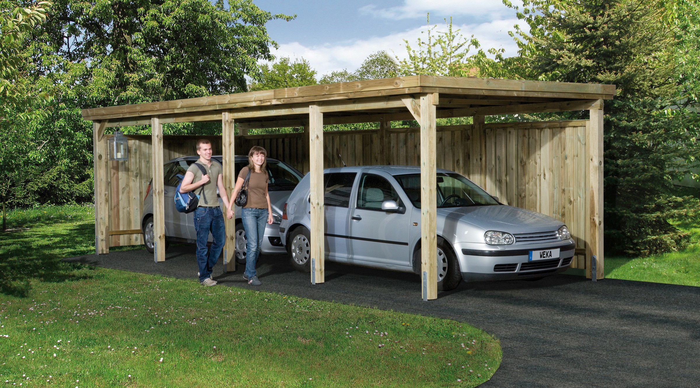 Weka Einzelcarport »Gr. 3« Holz 270 cm braun in braun, Größe B/H/T: 215 cm x