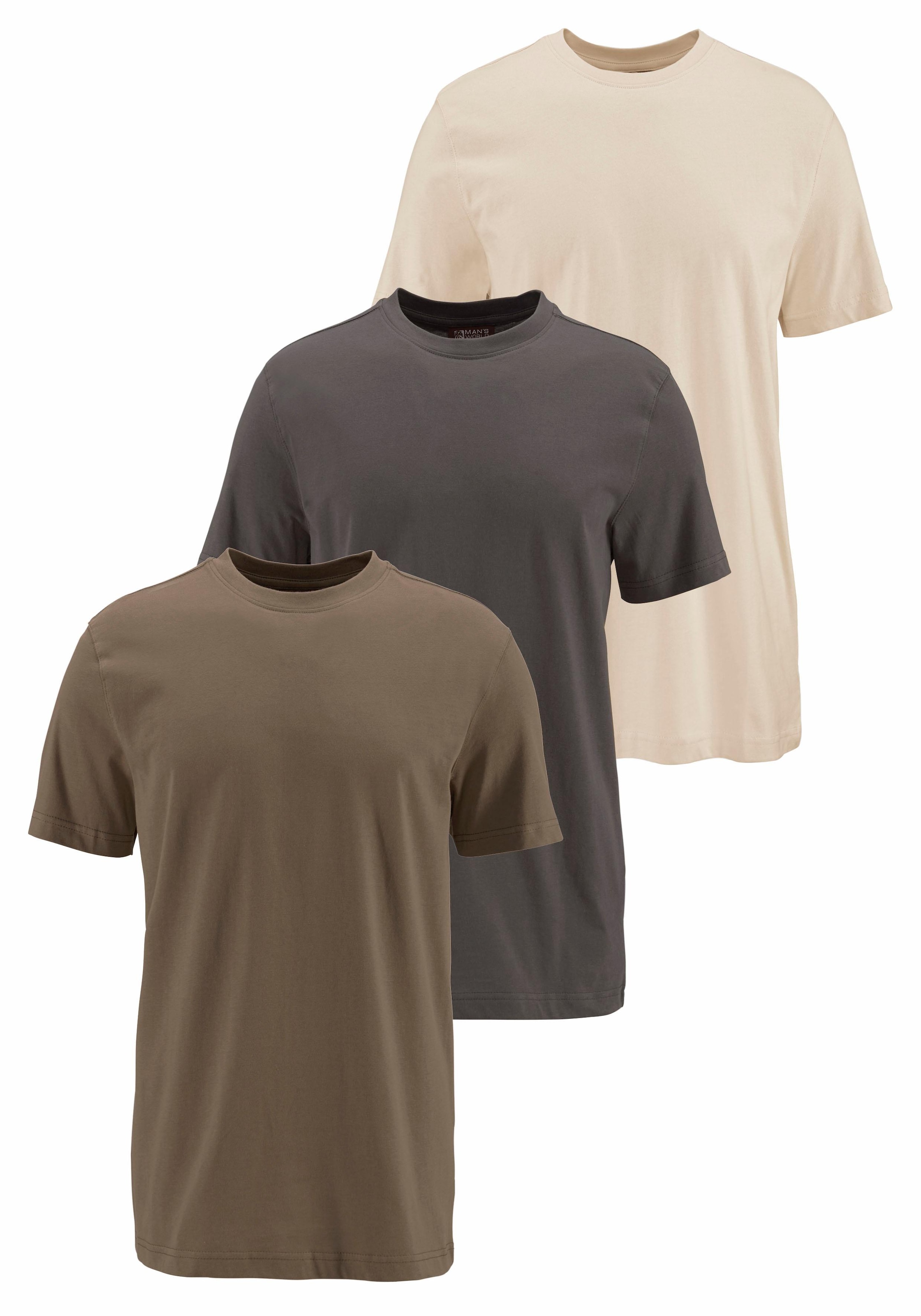 Man's World T-Shirt, (Packung, 3 tlg., 3er-Pack), perfekt als Unterzieh- T-shirt