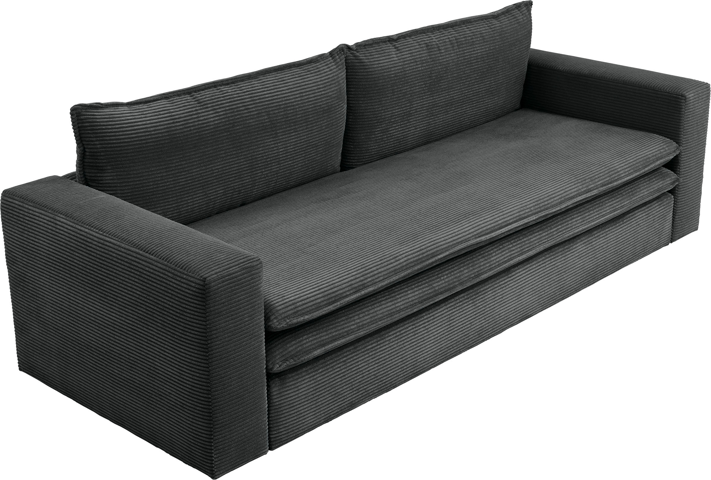Places of Style 3-Sitzer »PIAGGE«, Cord-Bezug - mit Bettfunktion und Bettkasten, mit praktischem Topper