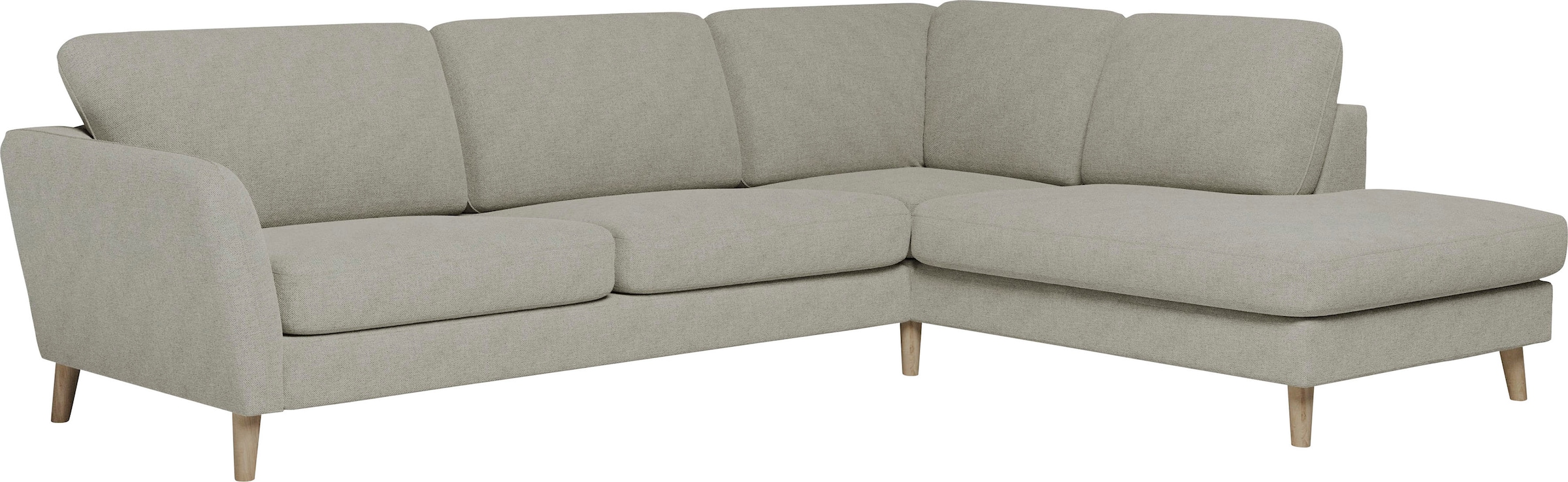Home affaire Ecksofa »MARSEILLE 278/202 cm, L-Form, Ottom. rechts/links, verschiedene Bezüge«, Massivholzbeine Eiche, Landhausstil, Wellenunterfederung
