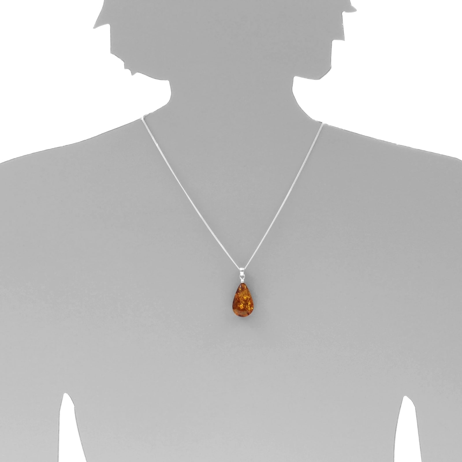 OSTSEE-SCHMUCK Kette mit Anhänger »- Tropfen ca. 26 mm lang - Silber 925/000 - Bernstein«
