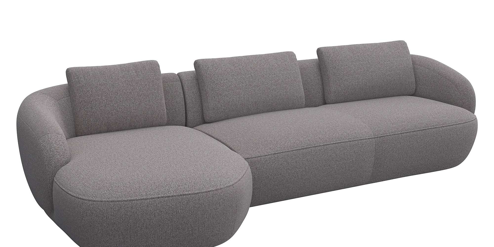 FLEXLUX Wohnlandschaft »Torino, rund, L-Form, Sofa-Ecke mit Recamiere, Longchair-Sofa«, Modernes, organisches Sofa-Design, Kaltschaum, Wellenunterfederung