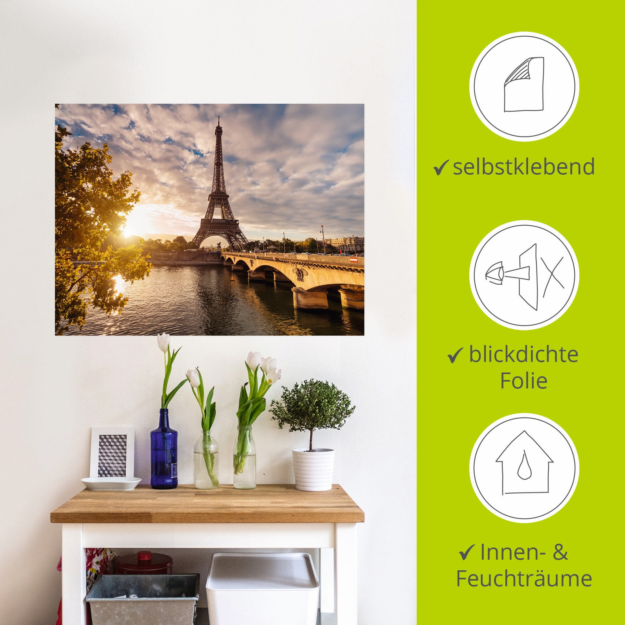 Artland Wandbild »Paris Eiffelturm II«, Gebäude, (1 St.), als Leinwandbild, Poster, Wandaufkleber in verschied. Größen