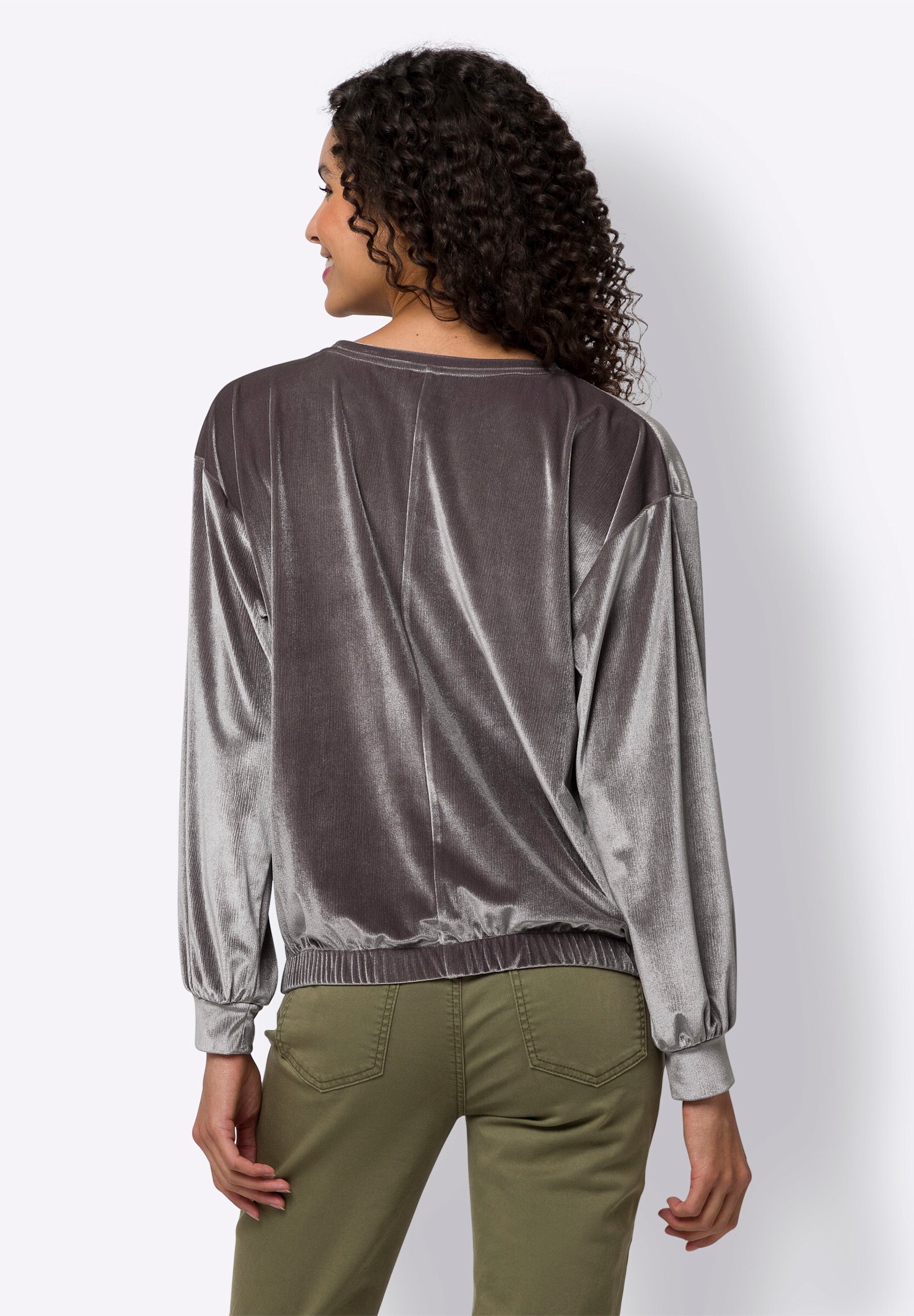 heine Shirtjacke »Samt-Shirt Rundhalsshirt in Samt-Optik«