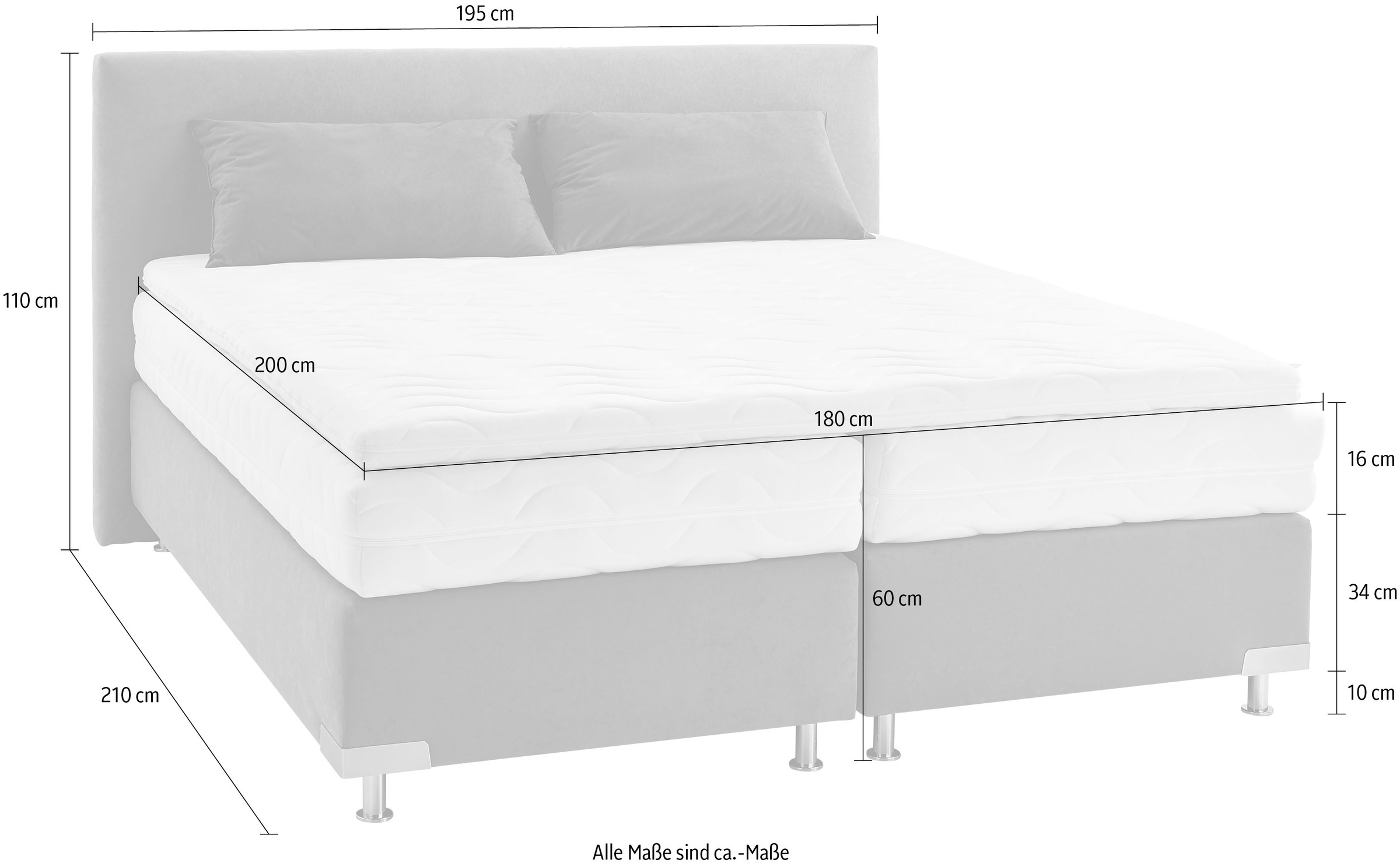 Westfalia Schlafkomfort Boxspringbett »Ambiente, wahlweise in verschiedenen Größen & Farben« in verschiedenen Härtegraden, wahlweise mit Topper