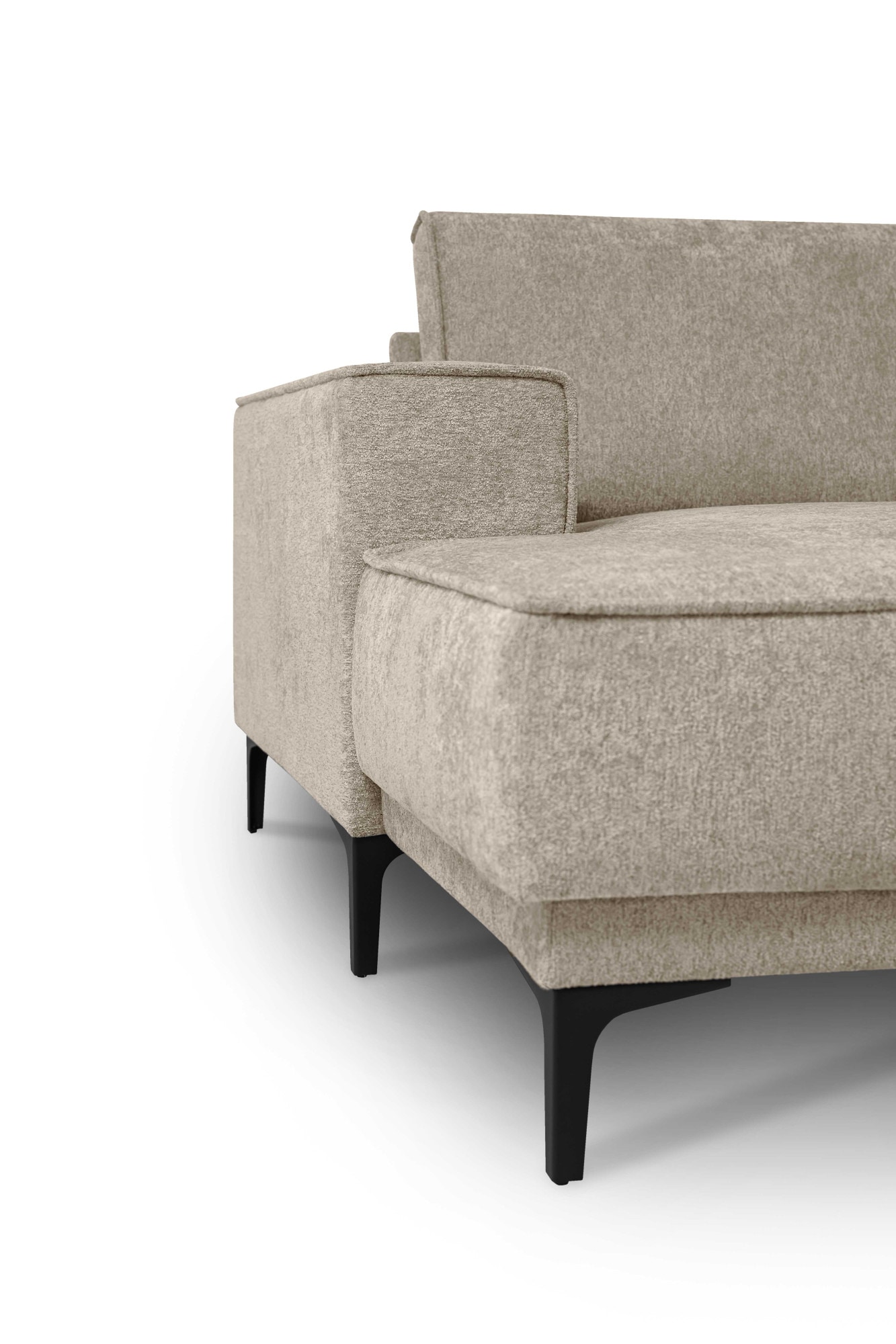 Places of Style Wohnlandschaft »XXL Sofa Oland, Struktur, Flachgewebe, Luxus-Microfaser, Boucle«, U-Form, 345 cm, Wellenunterfederung, Skandi-Design, Metallfüße