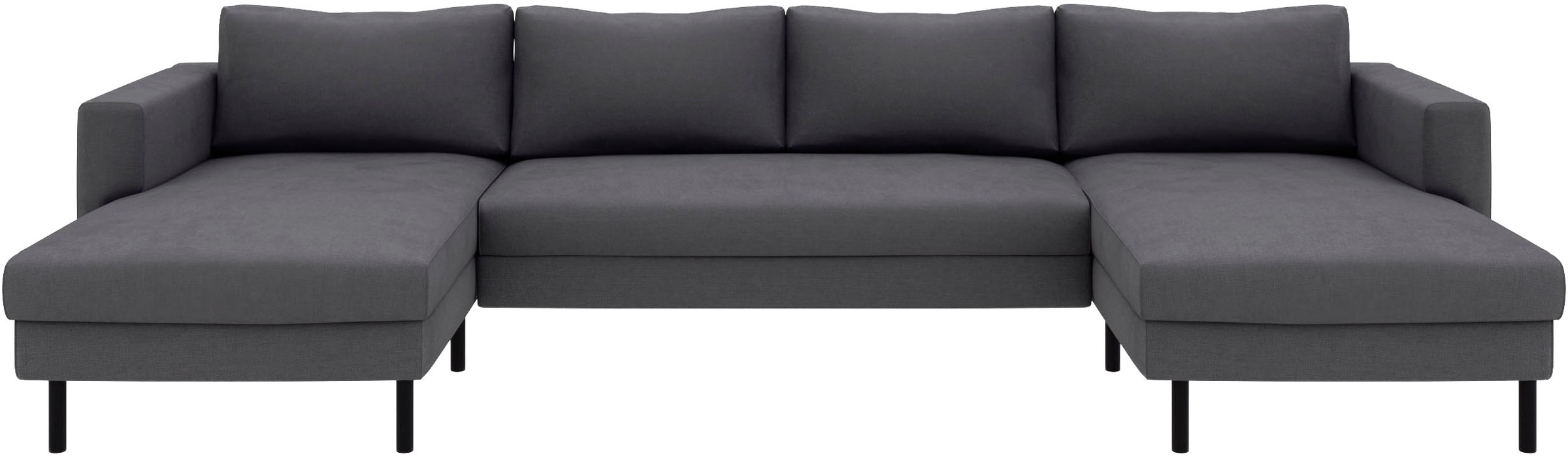 TRENDMANUFAKTUR Wohnlandschaft »Amazing II, wahlw. mit Schlaffunktion & Bettkasten, Fuß schwarz« Sofa in U-Form, in Cord, Struktur LEO o. Struktur LINO, Breite 305 cm