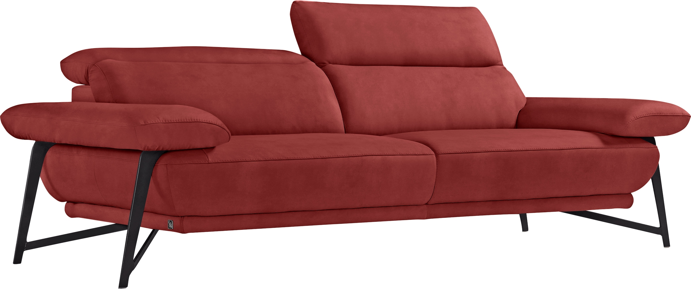 Egoitaliano 2,5-Sitzer »Anais, Designsofa mit erstklassigem Sitzkomfort, Fußfarbe schattengrau«, Kopfteil verstellbar, 232 cm, Luxus-Microfaser Lederoptik, marsala