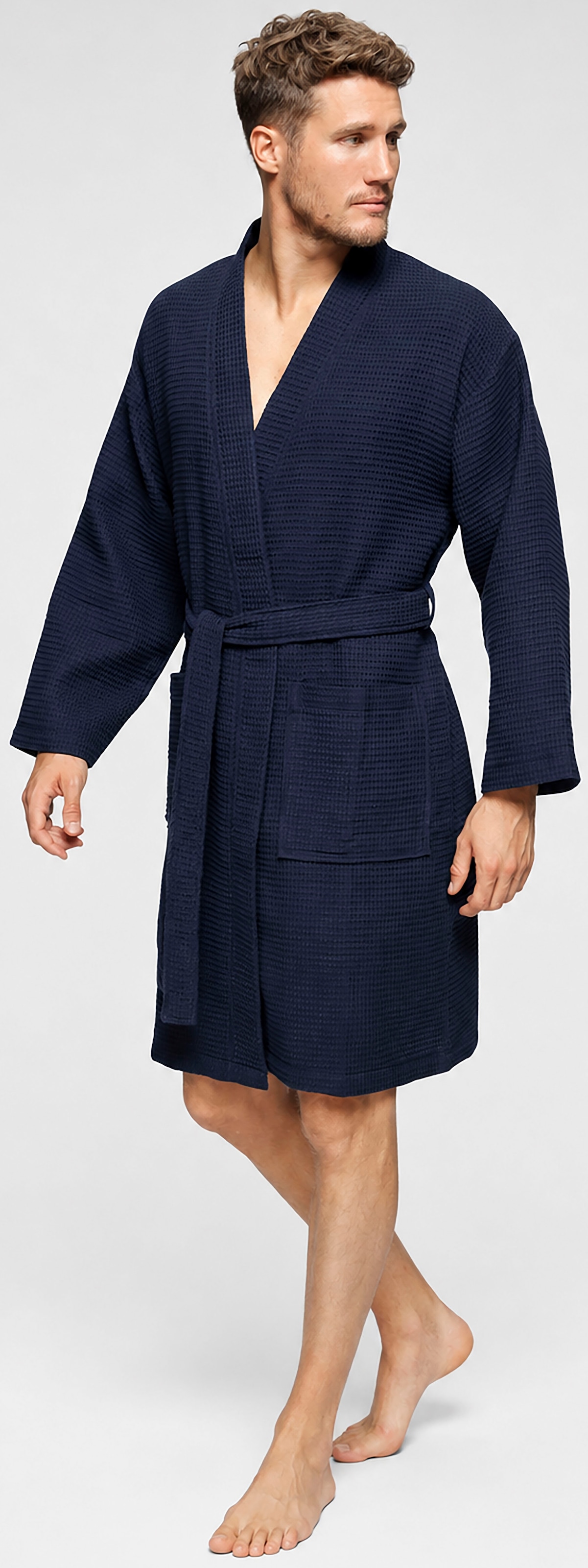 OTTO home Unisex-Bademantel »Nora, Standard & Premium, leichte Qualität, ideal für Sauna & Spa« 1 Stk. Damen & Herren, Kimono-Kragen, Waffelpiqué, Baumwolle, Reisebademantel