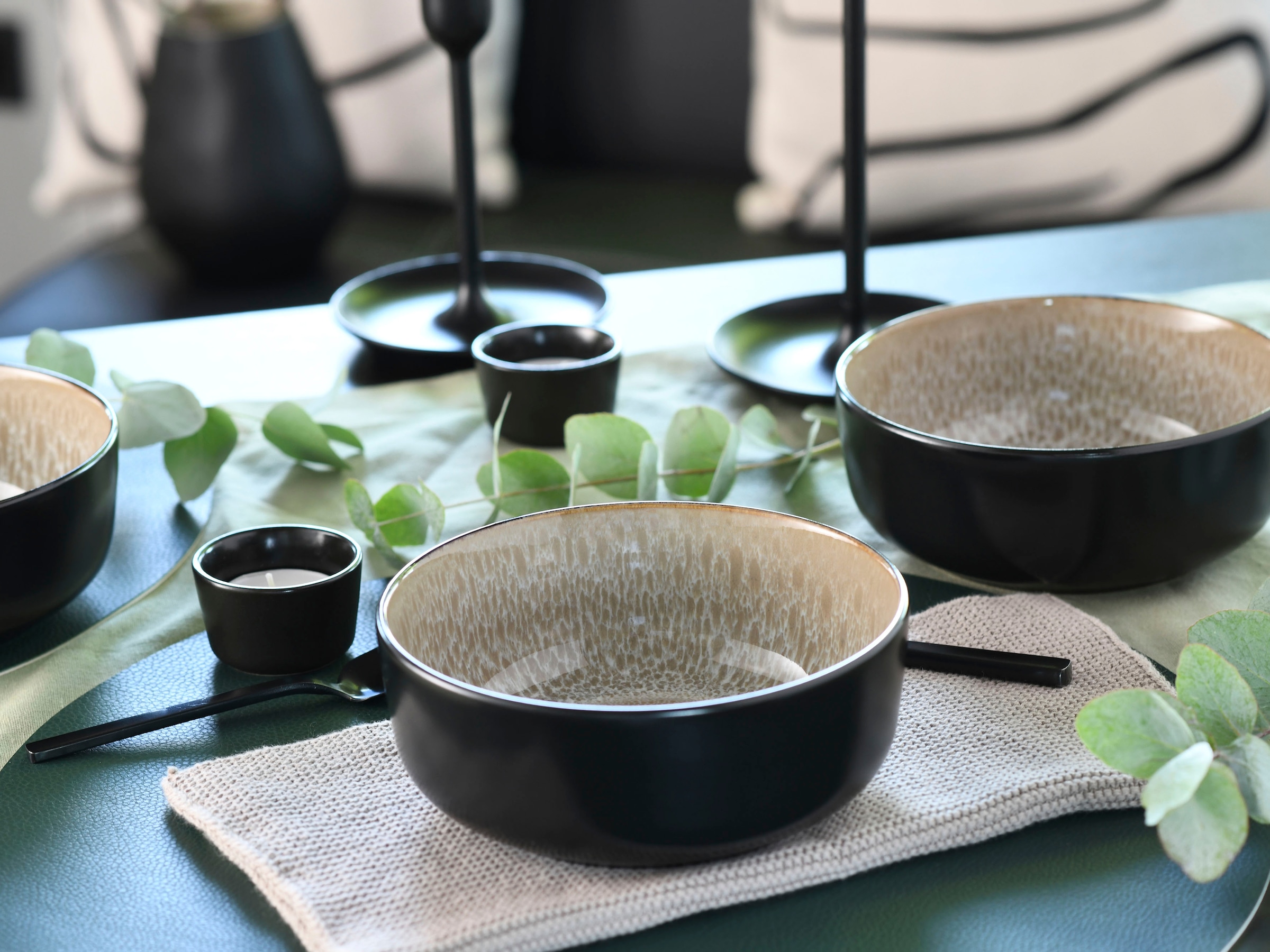my home Müslischale »modernes Schüssel-Set Nydala, Geschirr-Set, Bowl«, 6 tlg., aus Steinzeug, hohe Haltbarkeit, spülmaschinengeeignet & mikrowellengeeignet