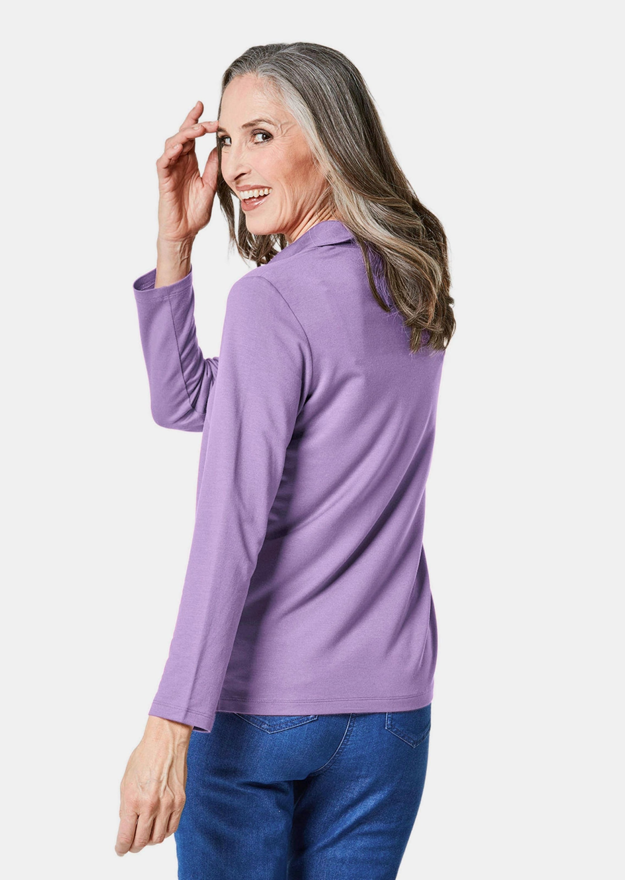 GOLDNER Poloshirt »Langarm Poloshirt mit Schmuckband an Knopfleiste«