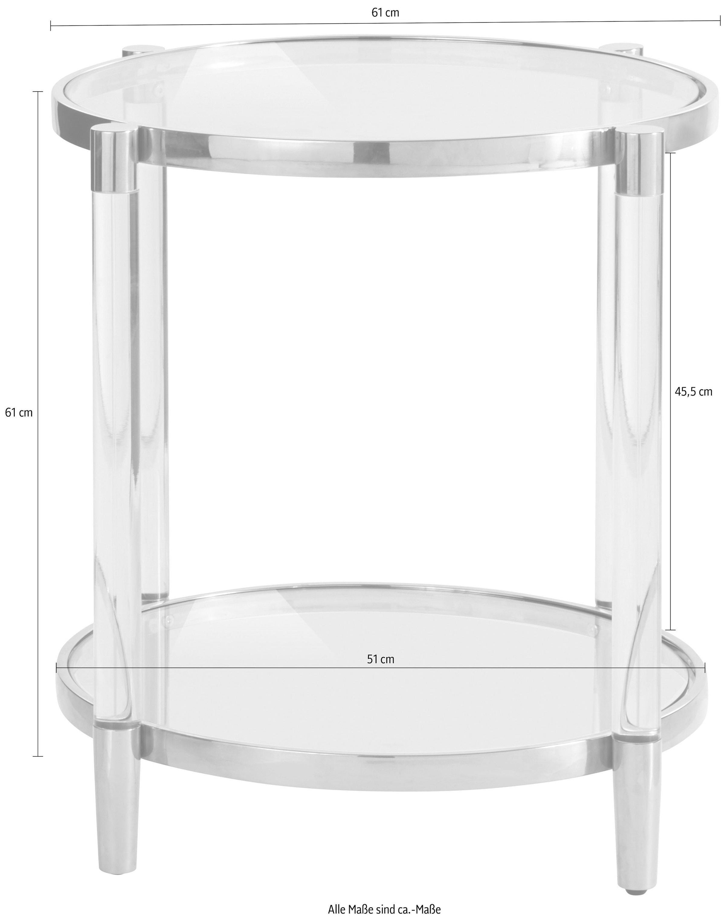 Leonique Beistelltisch »Ceadda«, mit Metallbeinen und einer Glastischplatte, in 2 Farben, Breite 61 cm