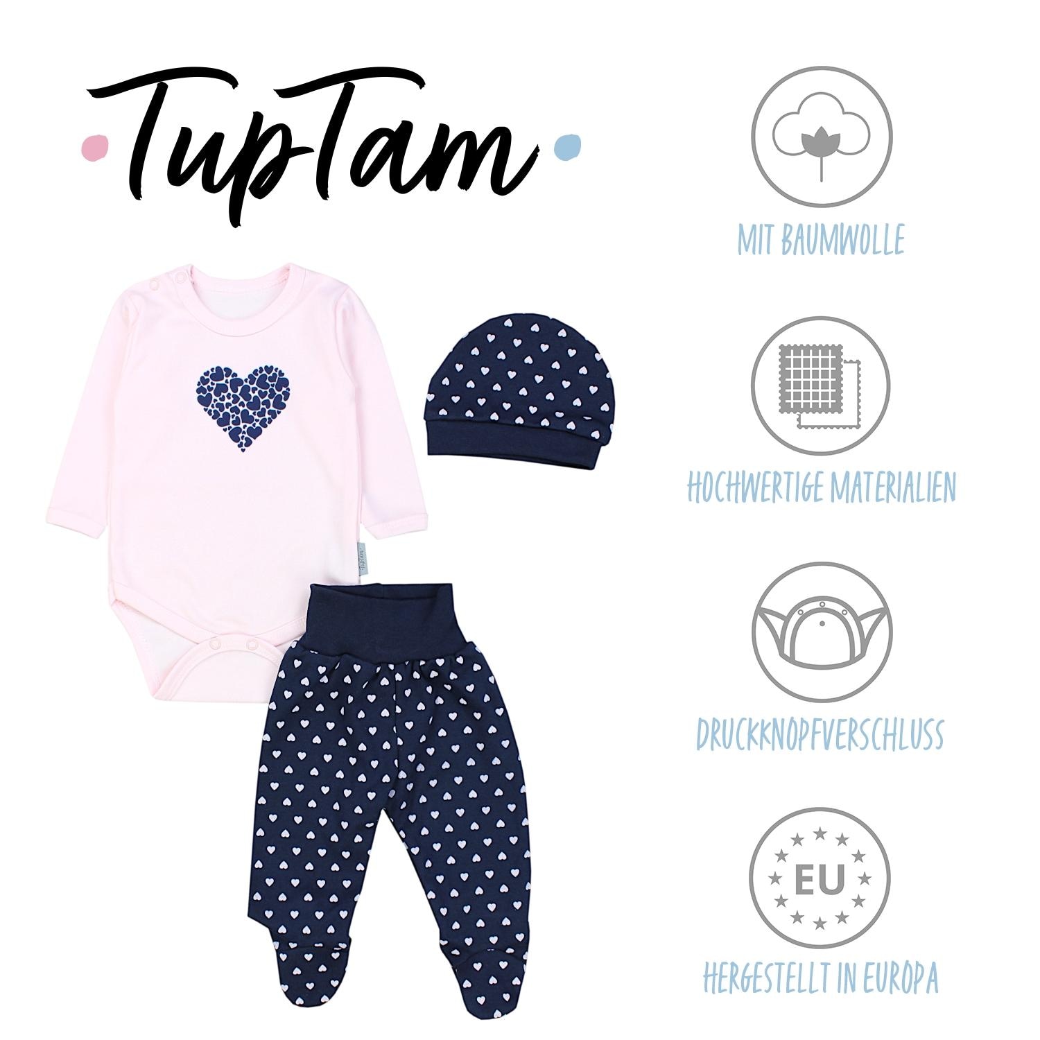TupTam Langarmbody »Set Baby Bekleidungsset Langarmbody Hose Mütze3 teilig«