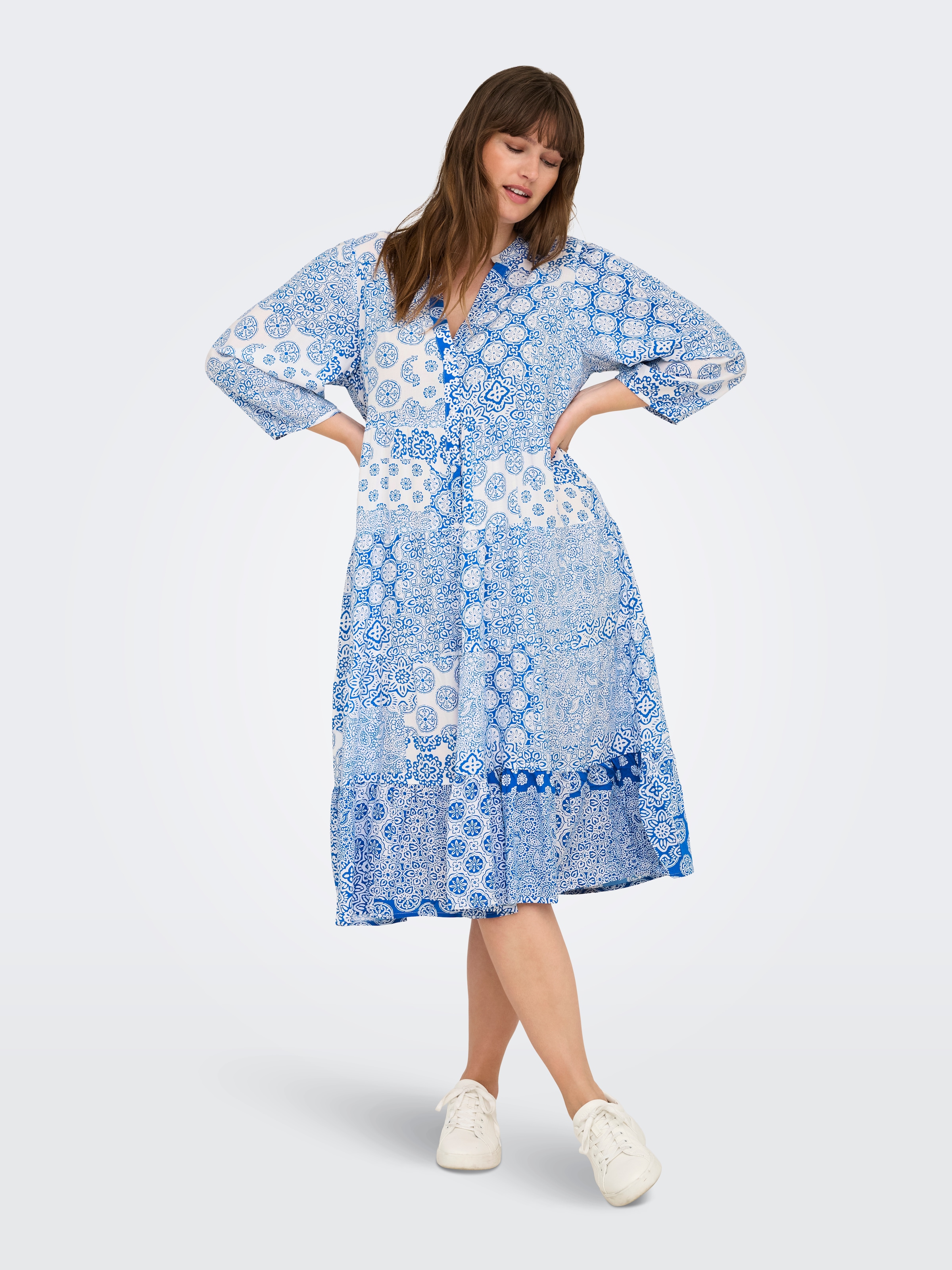 ONLY CARMAKOMA Tunikakleid »CARMILANA 3/4 DRESS WVN NOOS«, Sommerkleid