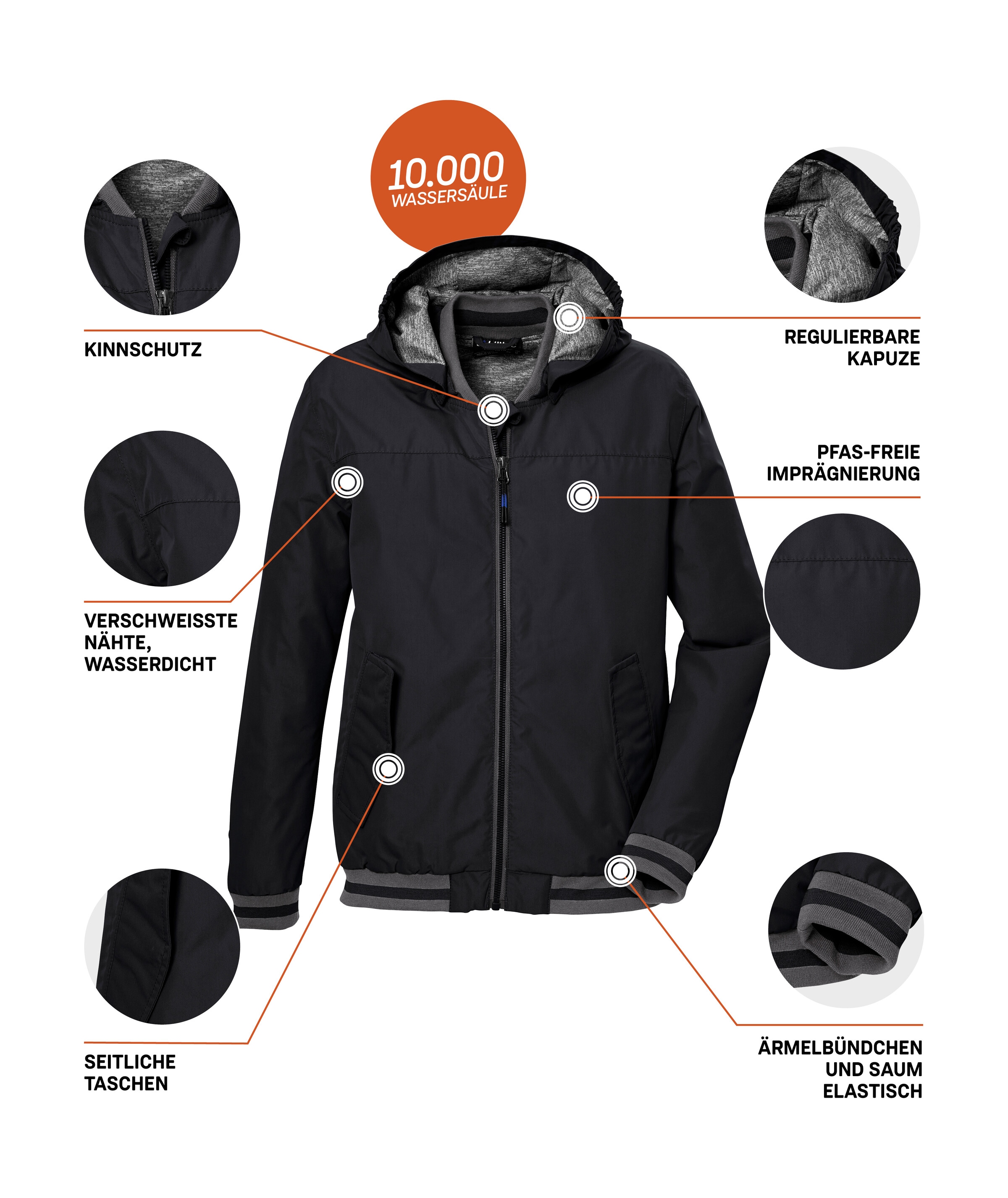 Killtec Funktionsjacke »KOS 153 BYS JCKT«, Modischer, wasserfester Blouson mit reflektierenden Elementen