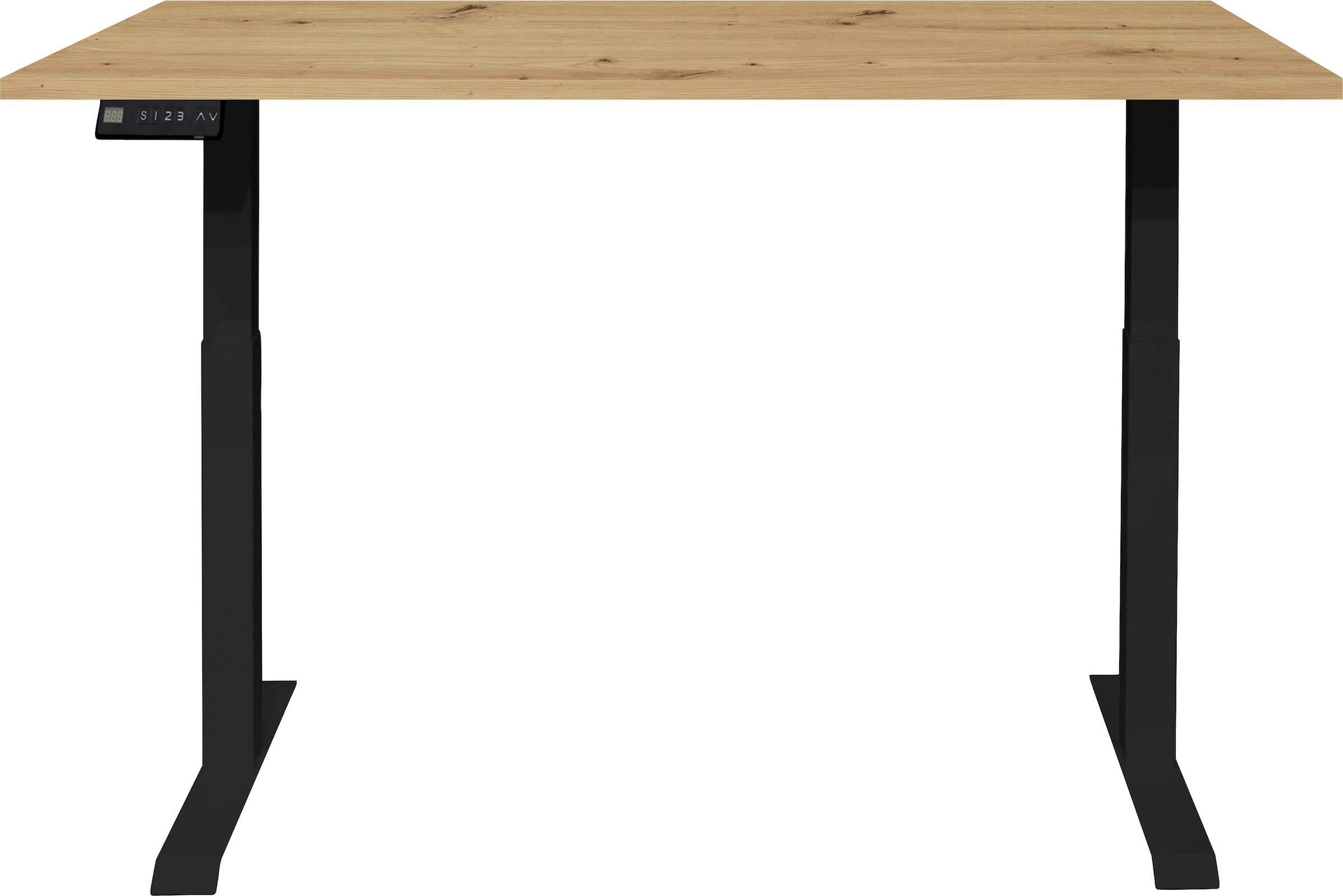Mäusbacher Schreibtisch, Breite 120 cm, elektrisch höhenverstellbar, asteiche