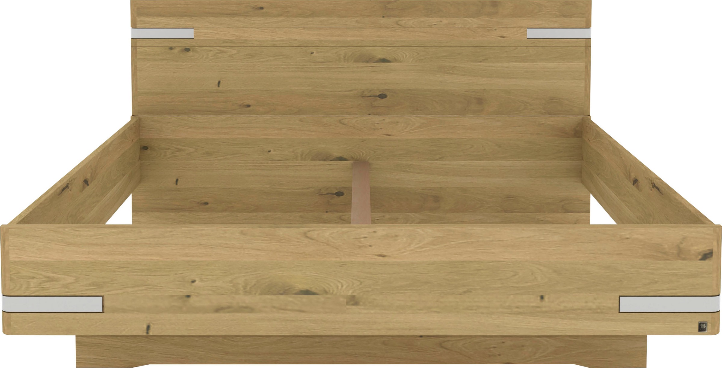 Musterring Holzbett »Savona, Bettgestell, Bettrahmen, teilmassiv Bianco-Eiche« Belastbarkeit 220 Kg, 4-fache Liegehöhenverstellung, MADE IN GERMANY,  Kopfteil in Bianco-Eiche massiv, Details in Chrom, verschiedene Größen