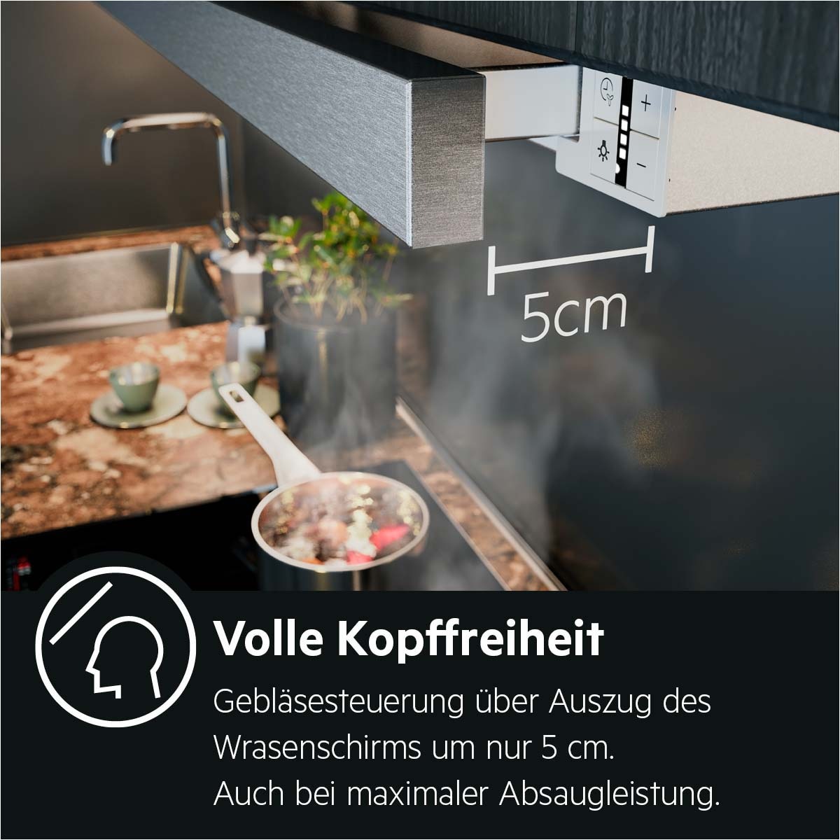 AEG Flachschirmhaube »DPS5650AM 942022603« 3 Stufen + Intensivstufe,Abluft- und Umluftbetrieb, LED-Leuchtstreifen