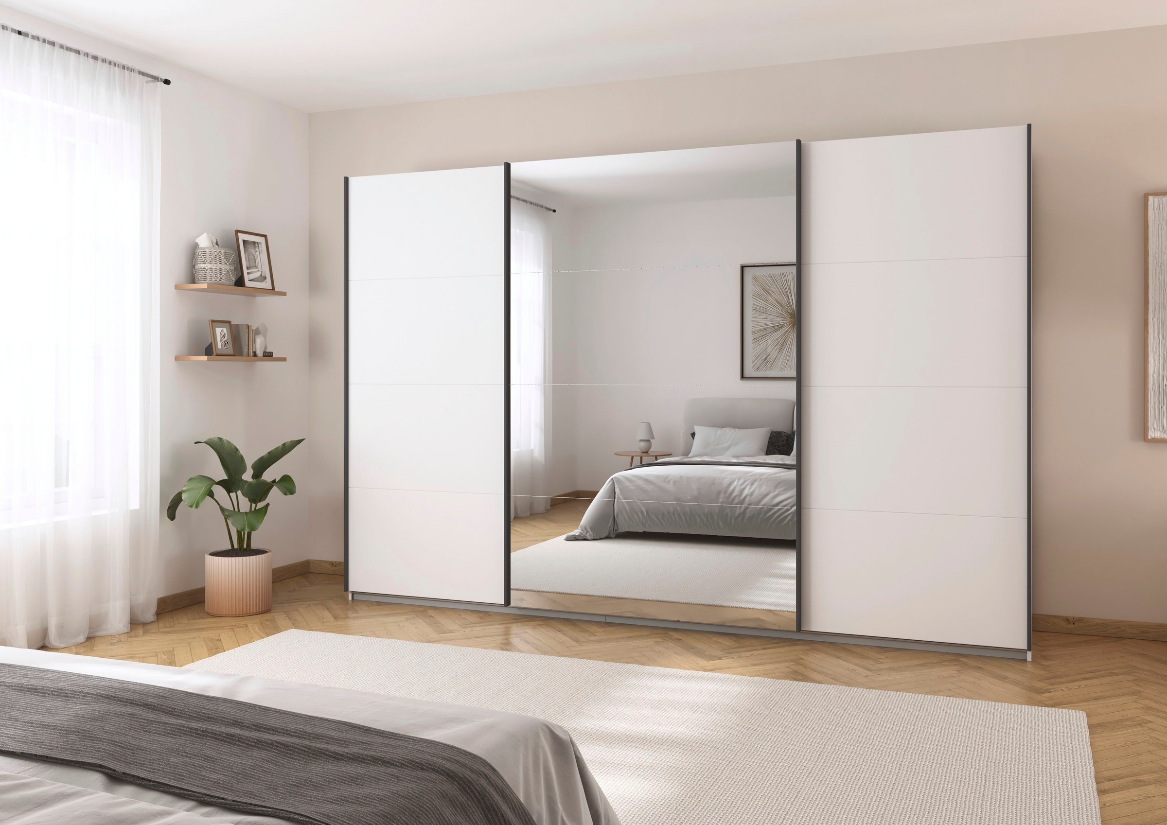 rauch Schwebetürenschrank »Kleiderschrank Schrank OTTO´S CHOICE Garderobe AGORDO«, (in zwei Griff-Farben), Top Innenausstattung, in 4 Breiten und 2 Höhen MADE IN GERMANY