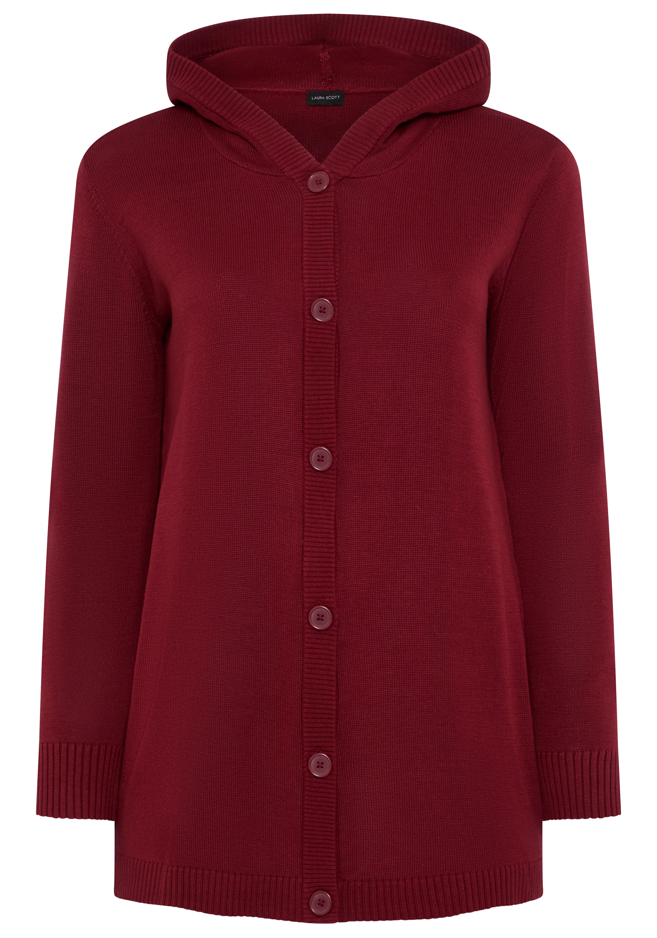 Laura Scott CURVE Kapuzenstrickjacke »Große Größen« mit langem Schnitt, figurumspielende Passform, Langarm