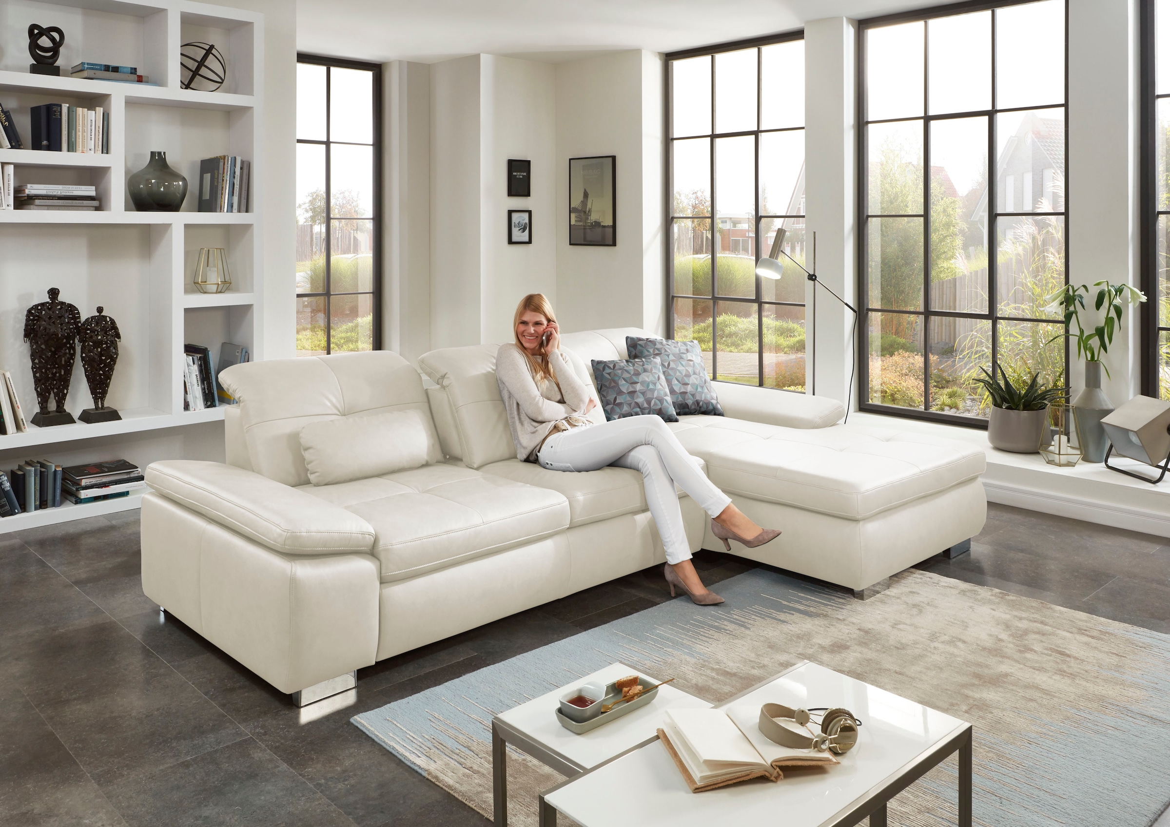 Die PlanBar Ecksofa »PN-IN16012 L-Form, Breite 309 cm« inkl. Sitztiefenverstellung, optional mit Kopfteilverstellung