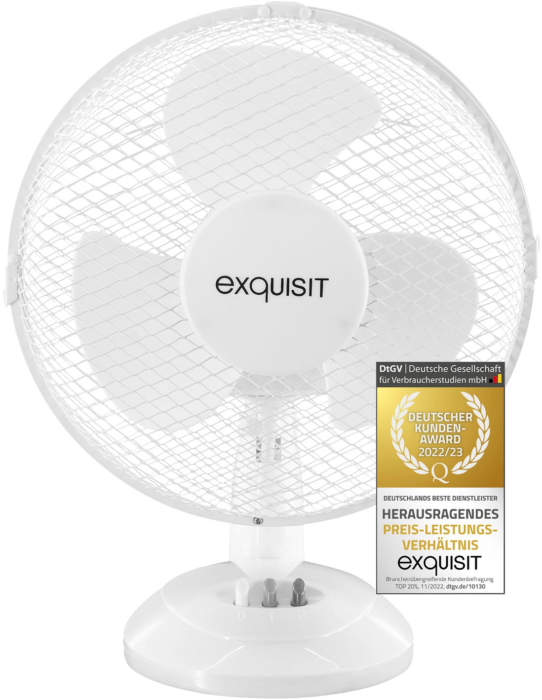 exquisit Tischventilator »VT 33056 we«, Ø 23 cm, inkl. Oszillation & 30 W Leistung