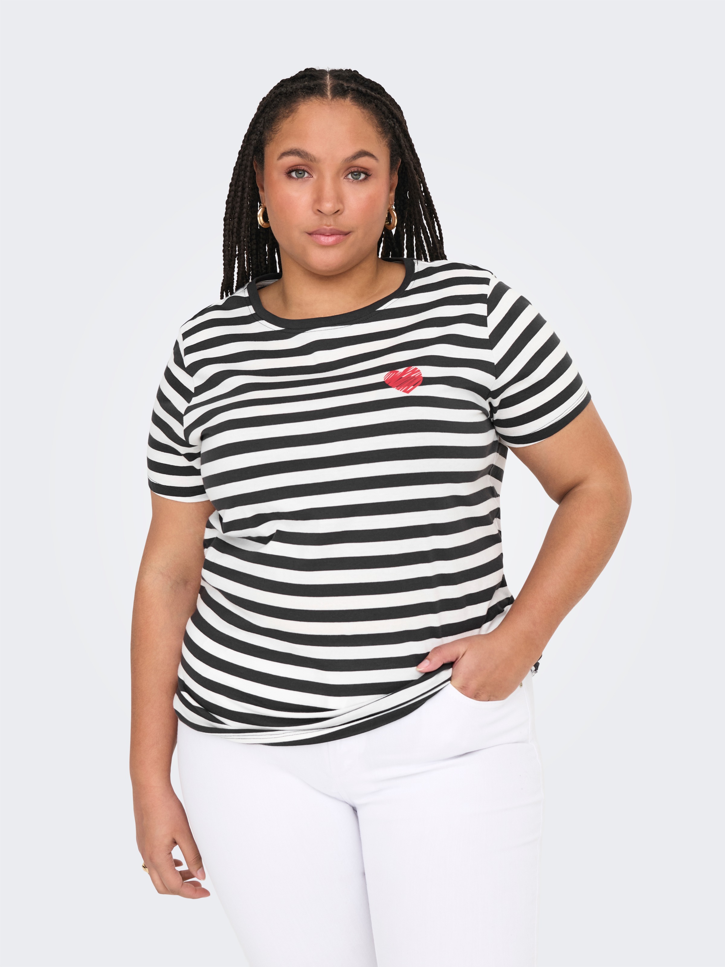 Only Carmakoma Damen Kurzarmshirt »CARMOODY LIFE SS REG TEE JRS« in rot, Größe XL (54)