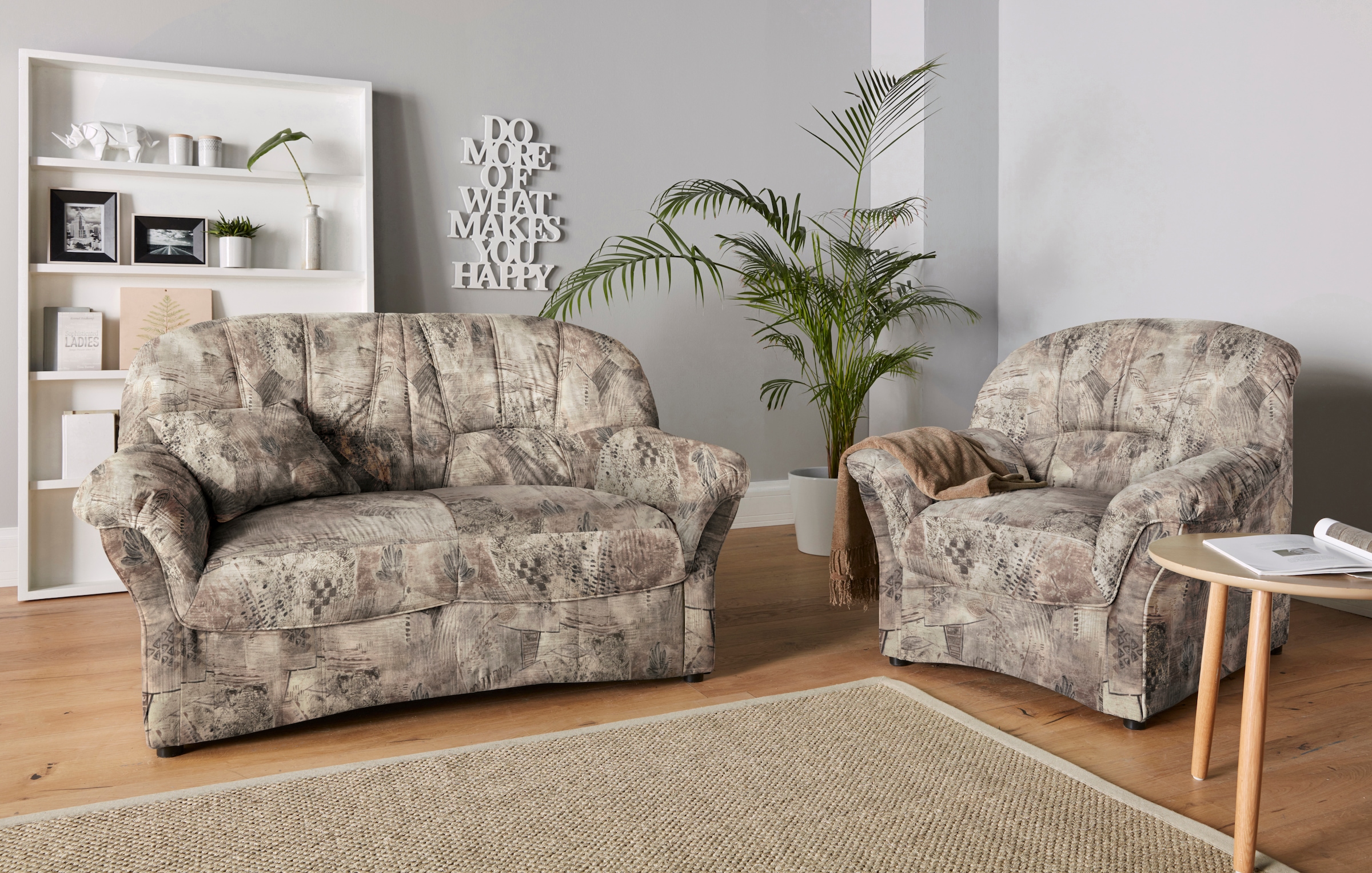 DOMO collection 2-Sitzer »Bahia Couch, B/T: 153/92 cm, belastbar bis 140kg/ Sitz, mit Federkern«, Microfaser MELROSE®, mocca